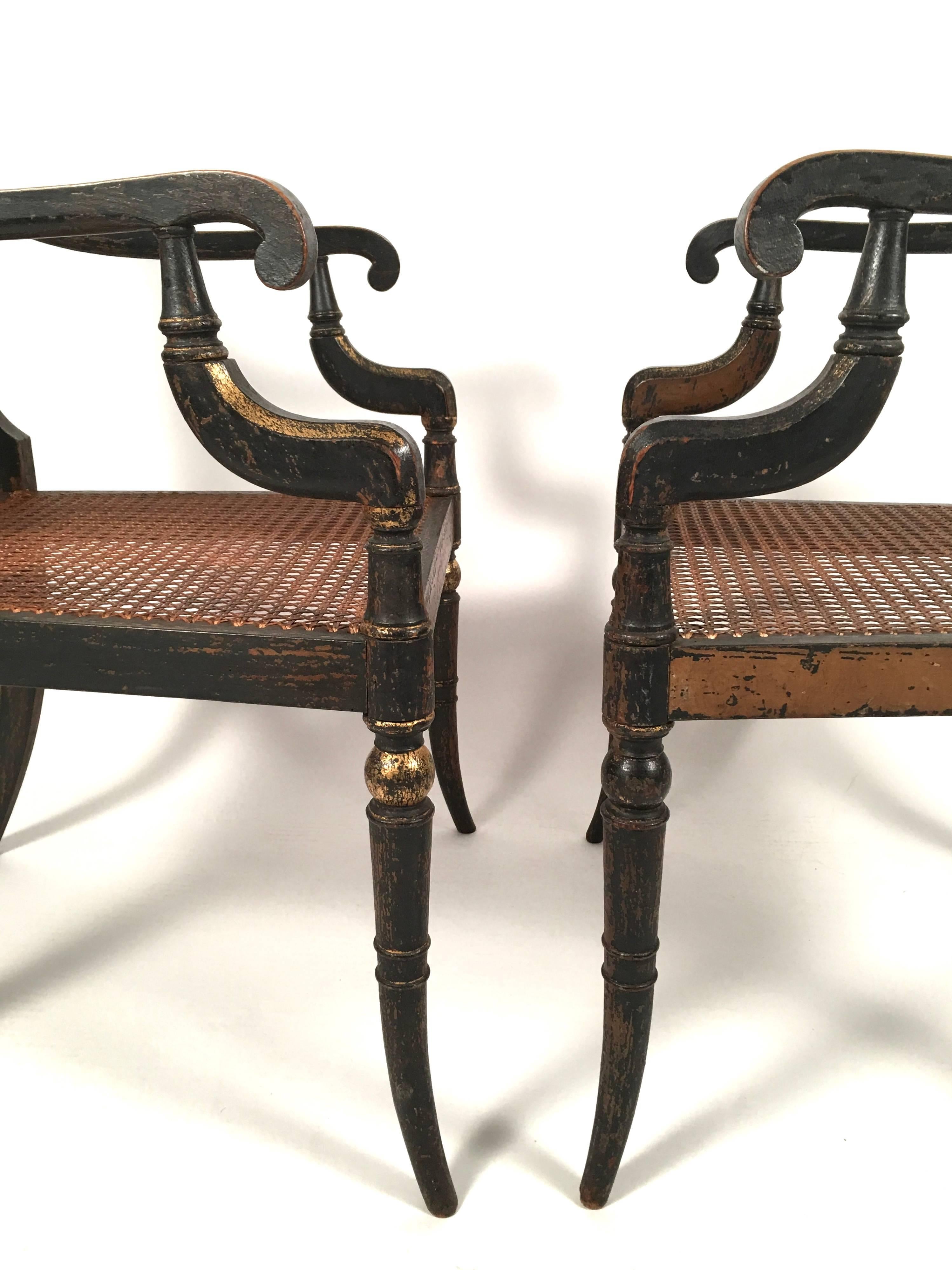 Pair of English Regency Period Neoclassical Armchairs 2