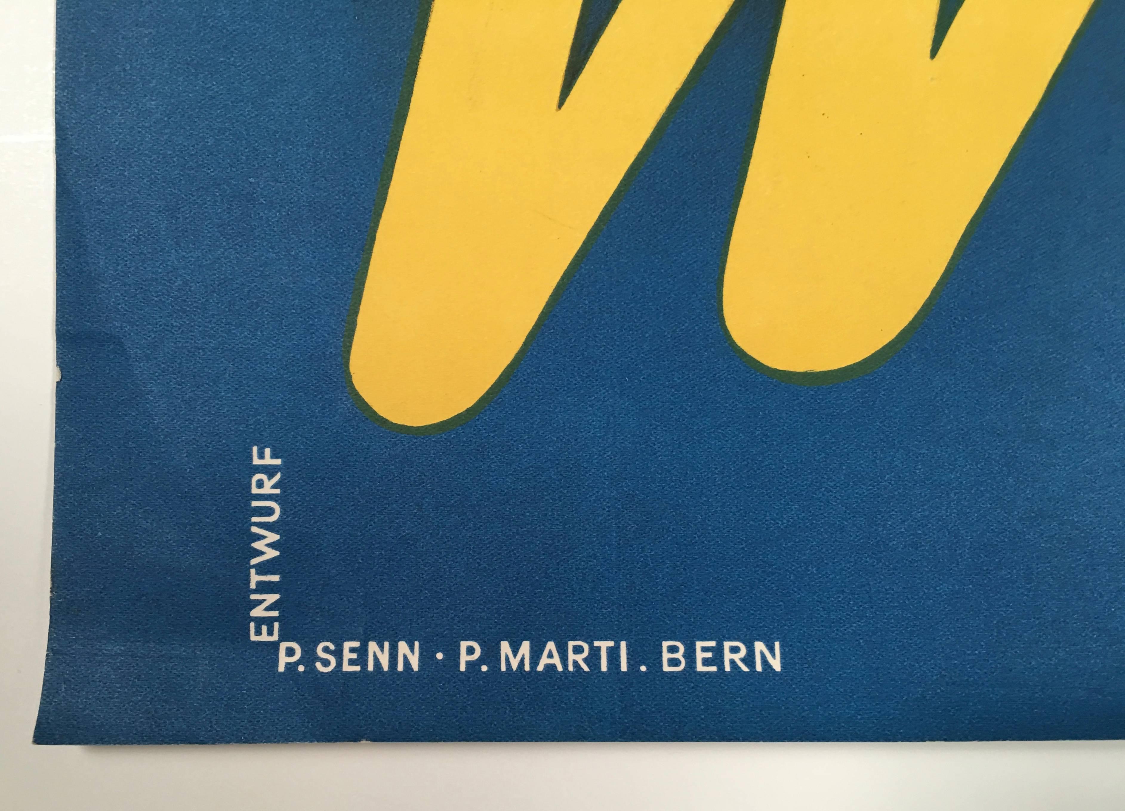 Schweizer Skiplakat „Wengen“ von P. Senn und P. Marti im Angebot 1
