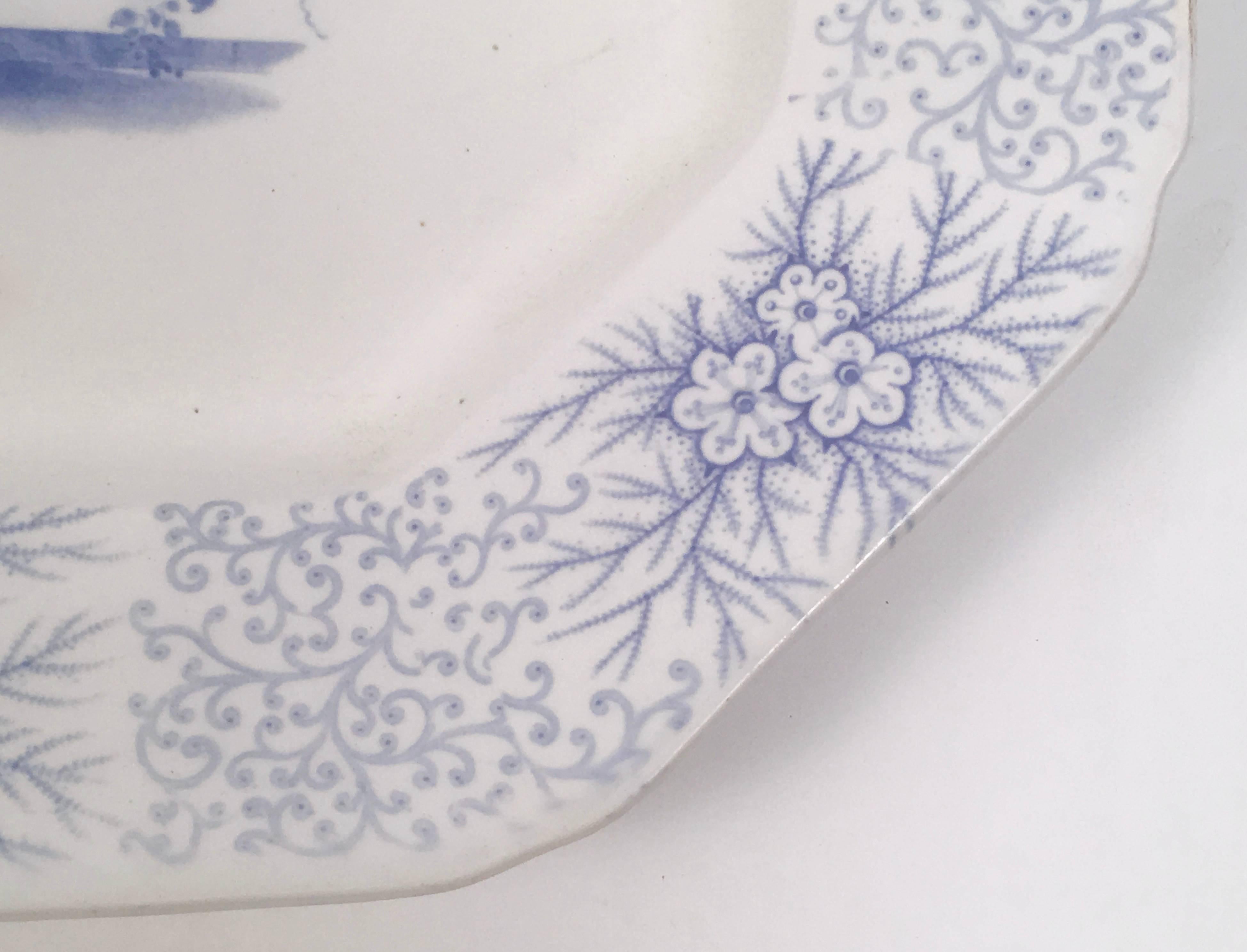 Blue and White Neoclassical Staffordshire Platter with Provenance In Good Condition In Essex, MA