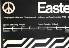 Black and White Op Art 1966 Nuclear Disarmament March Poster from London