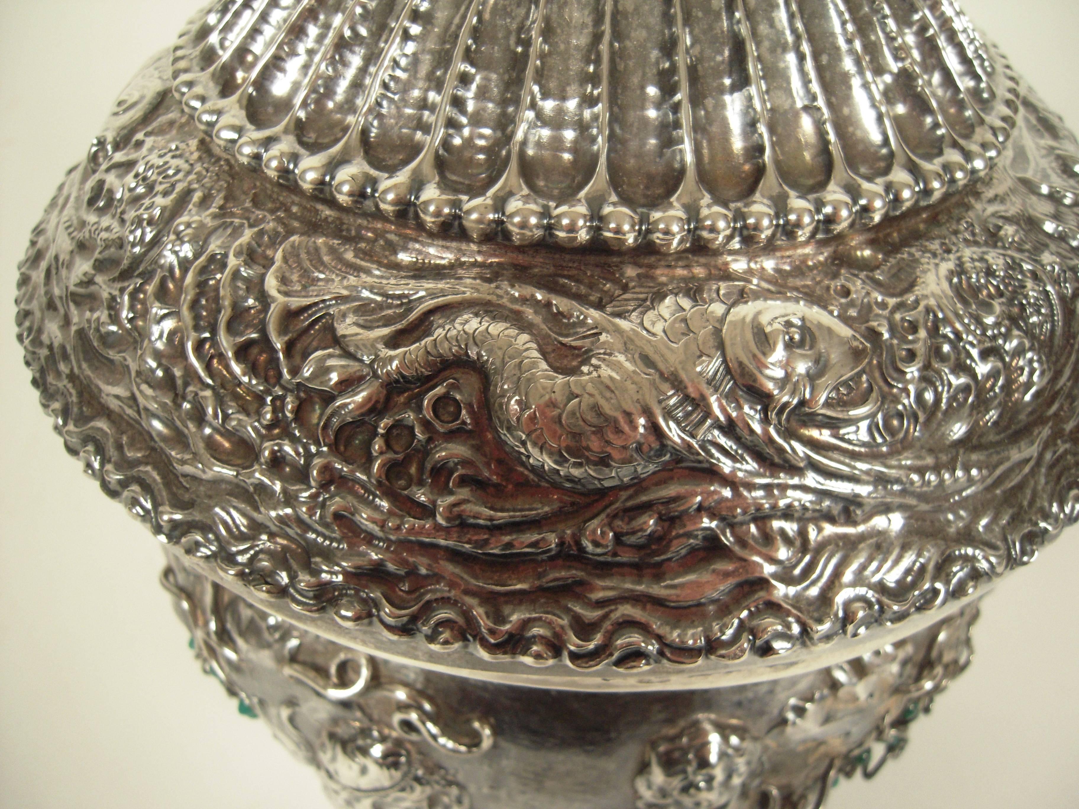 Rare and Unusual Bejeweled Hungarian Silver Tureen, circa 1924 In Good Condition In Essex, MA