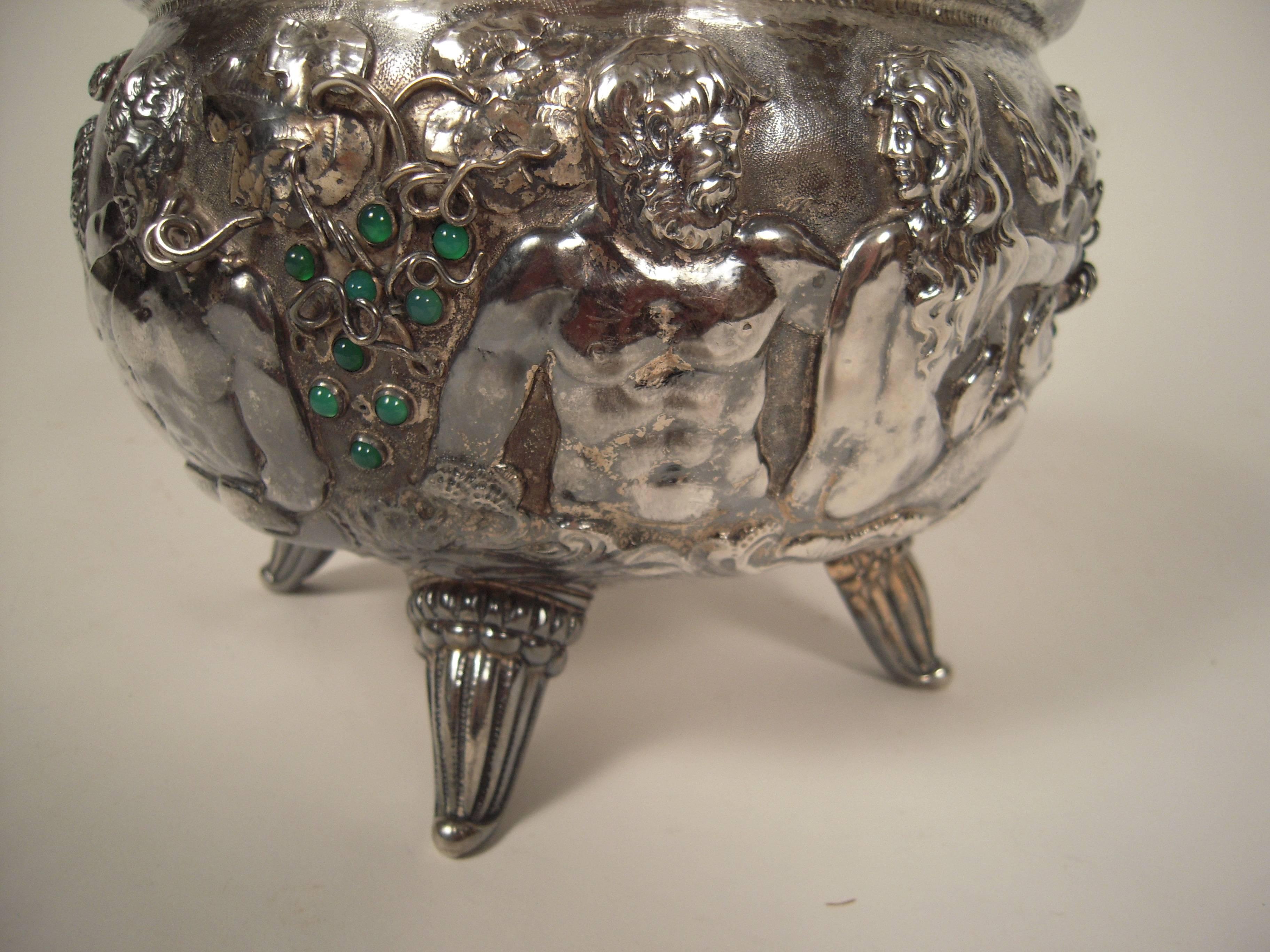 Early 20th Century Rare and Unusual Bejeweled Hungarian Silver Tureen, circa 1924