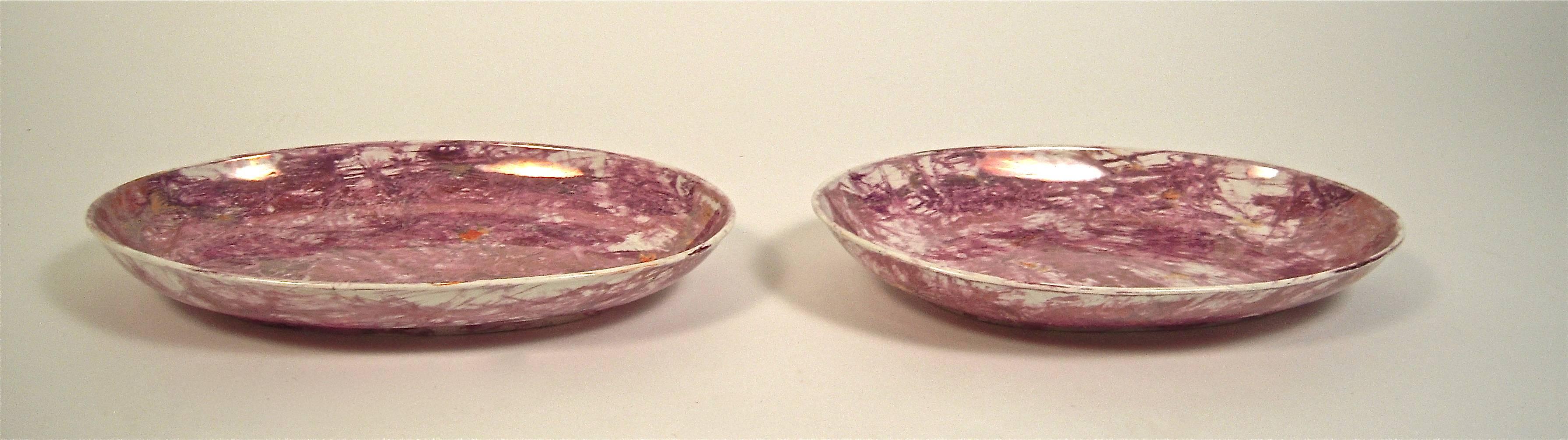 Earthenware Pair of Wedgwood Moonlight Lustreware Oval Platters