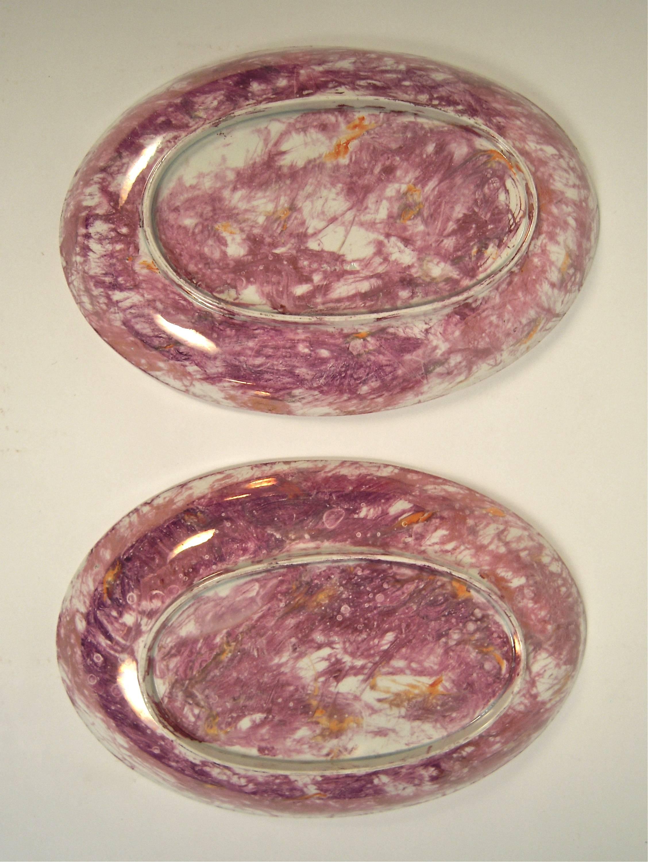 Pair of Wedgwood Moonlight Lustreware Oval Platters 2