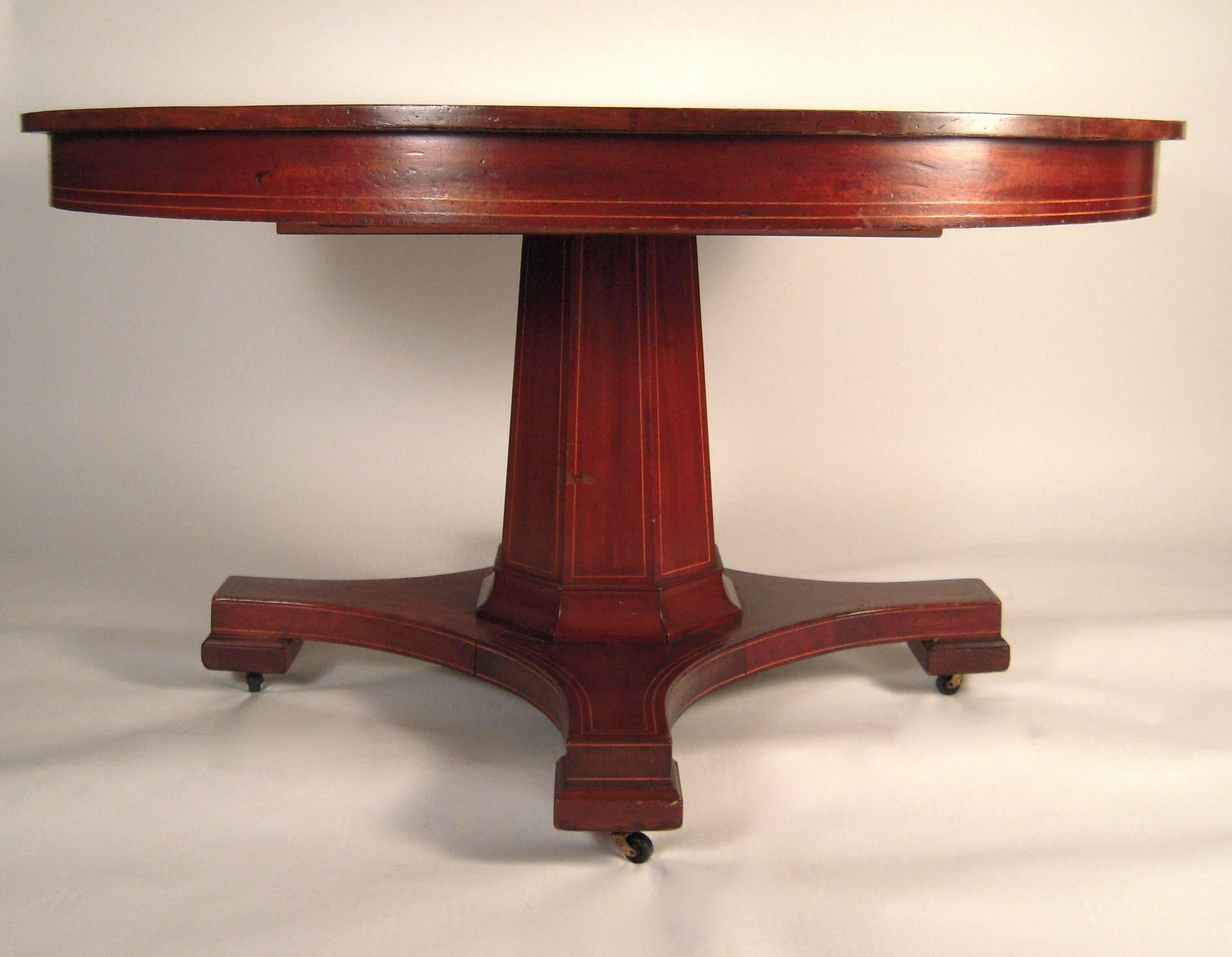 Inlay Inlaid Mahogany Round Extension Dining Table 54