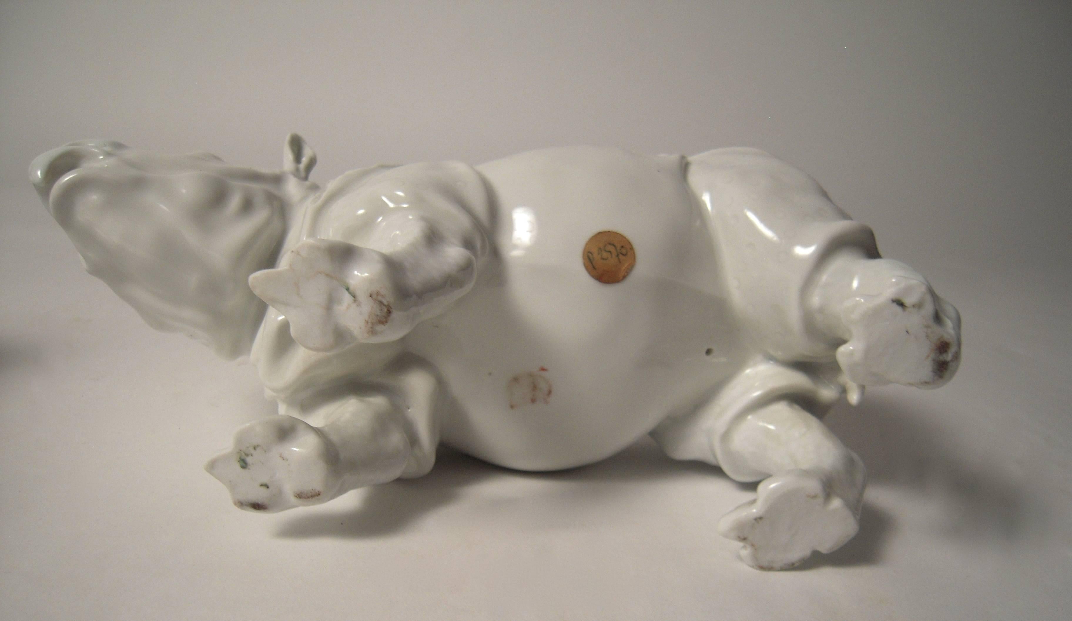 Pair of White Porcelain Rhinoceroses 2