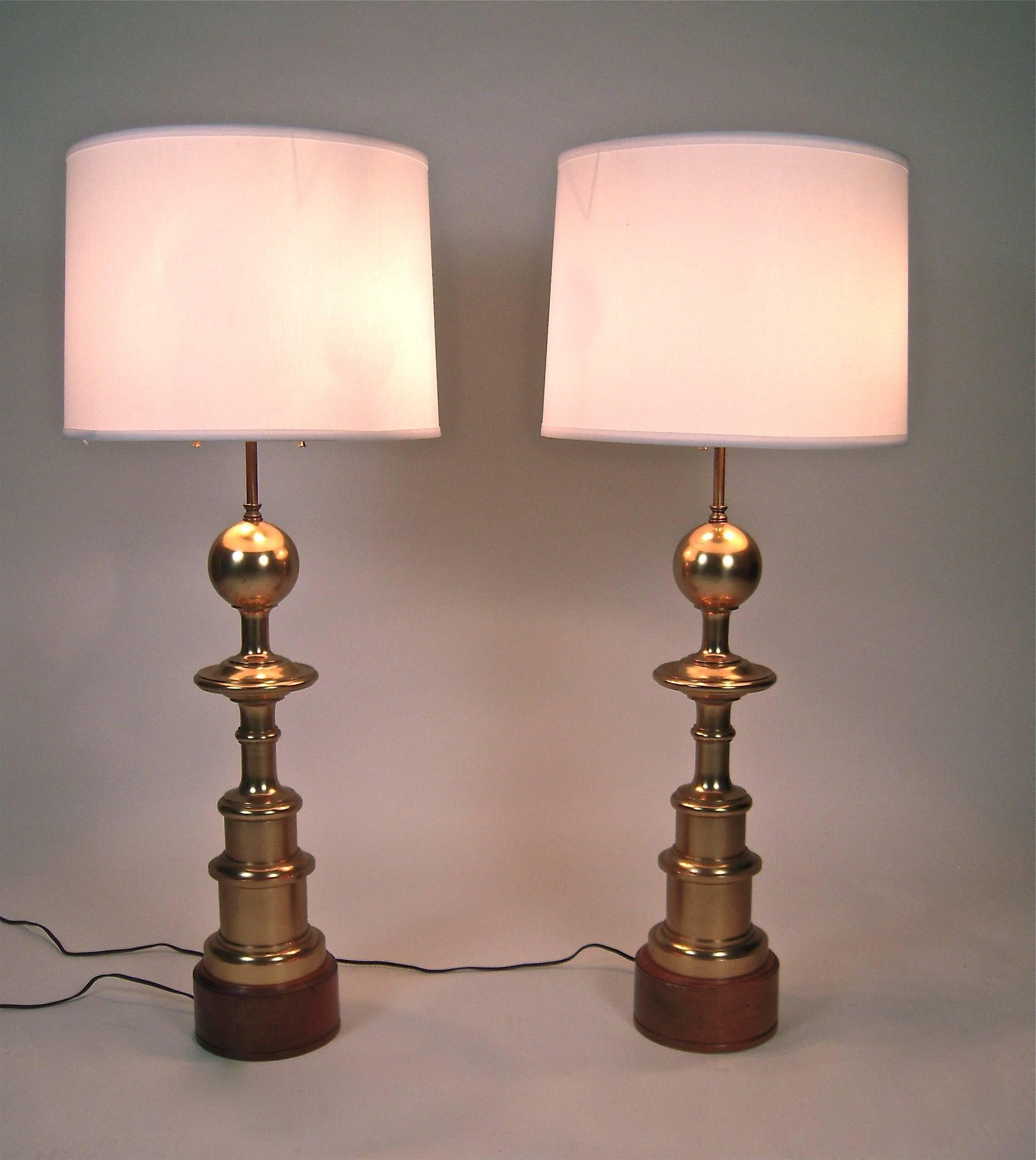 Mid-Century Modern Pair of Warren Kessler Brass Sculptural Lamps