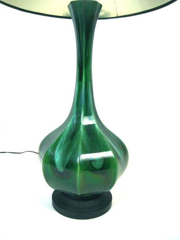 Green MidCentury Modern Art Pottery Lamp at 1stDibs