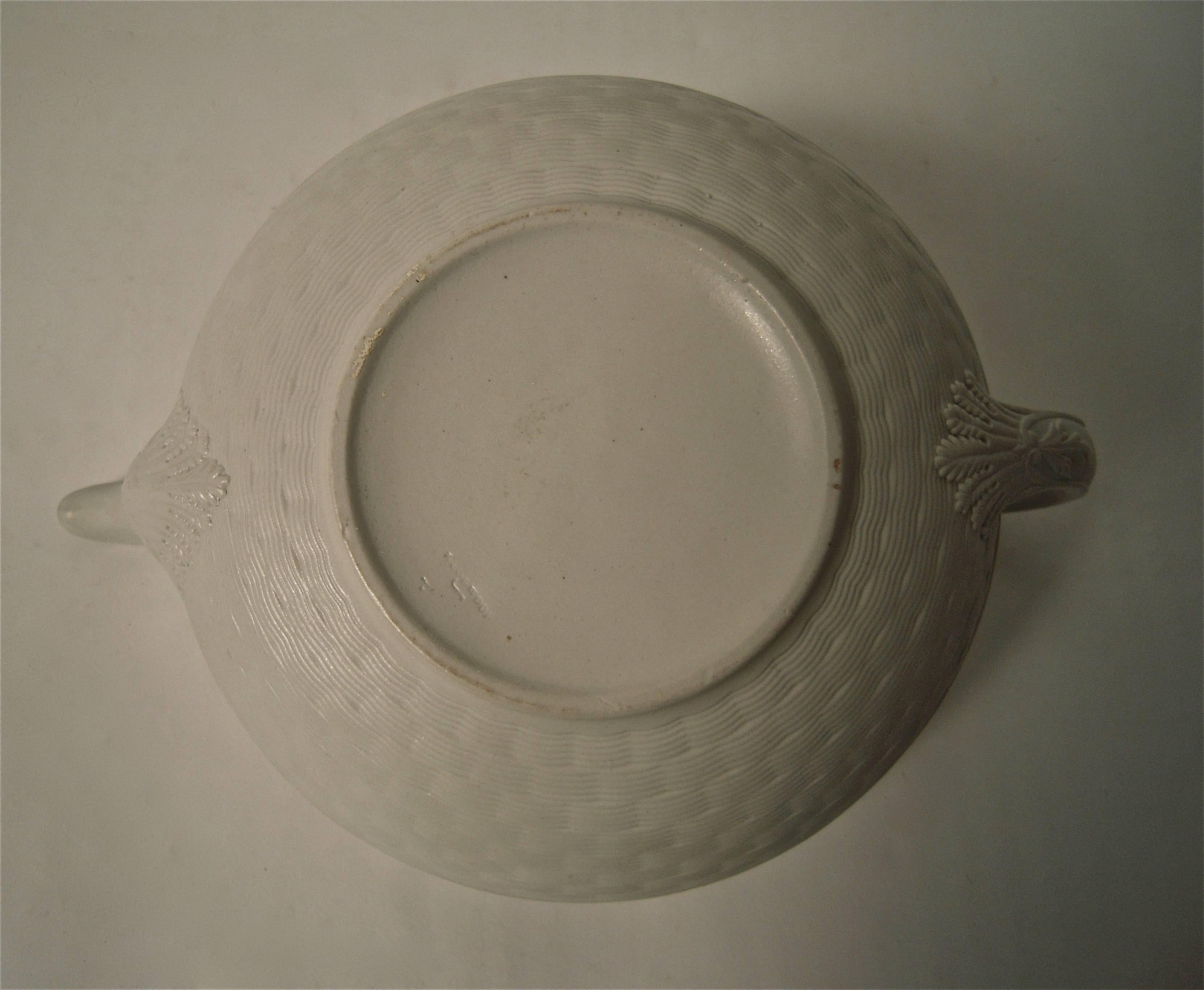 Molded Wedgwood 19th Century Basket Weave Stoneware Tea Pot with Sheaf of Wheat Finial