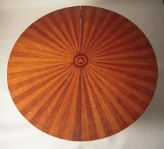 Striking Star Inlaid and Striped Round Dining or Center Table