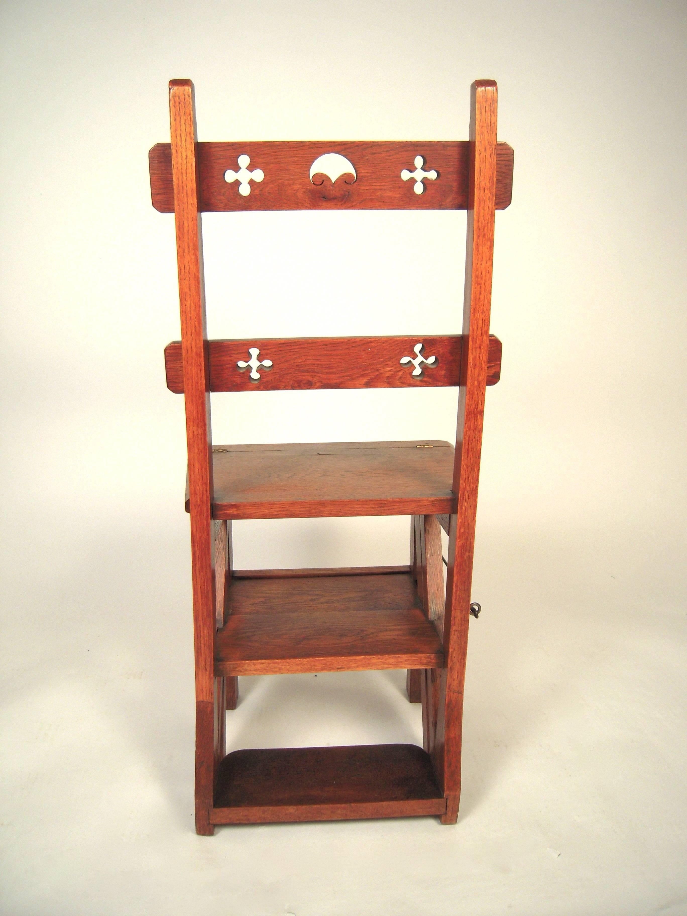 American Gothic Revival Metamorphic Chair and Step Ladder