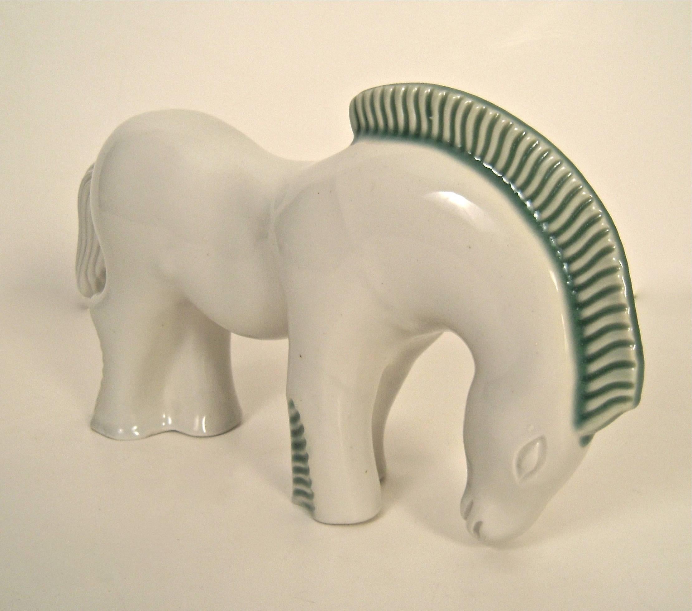 Japanese 1930s Stylish Art Deco Pottery Horse Sculpture