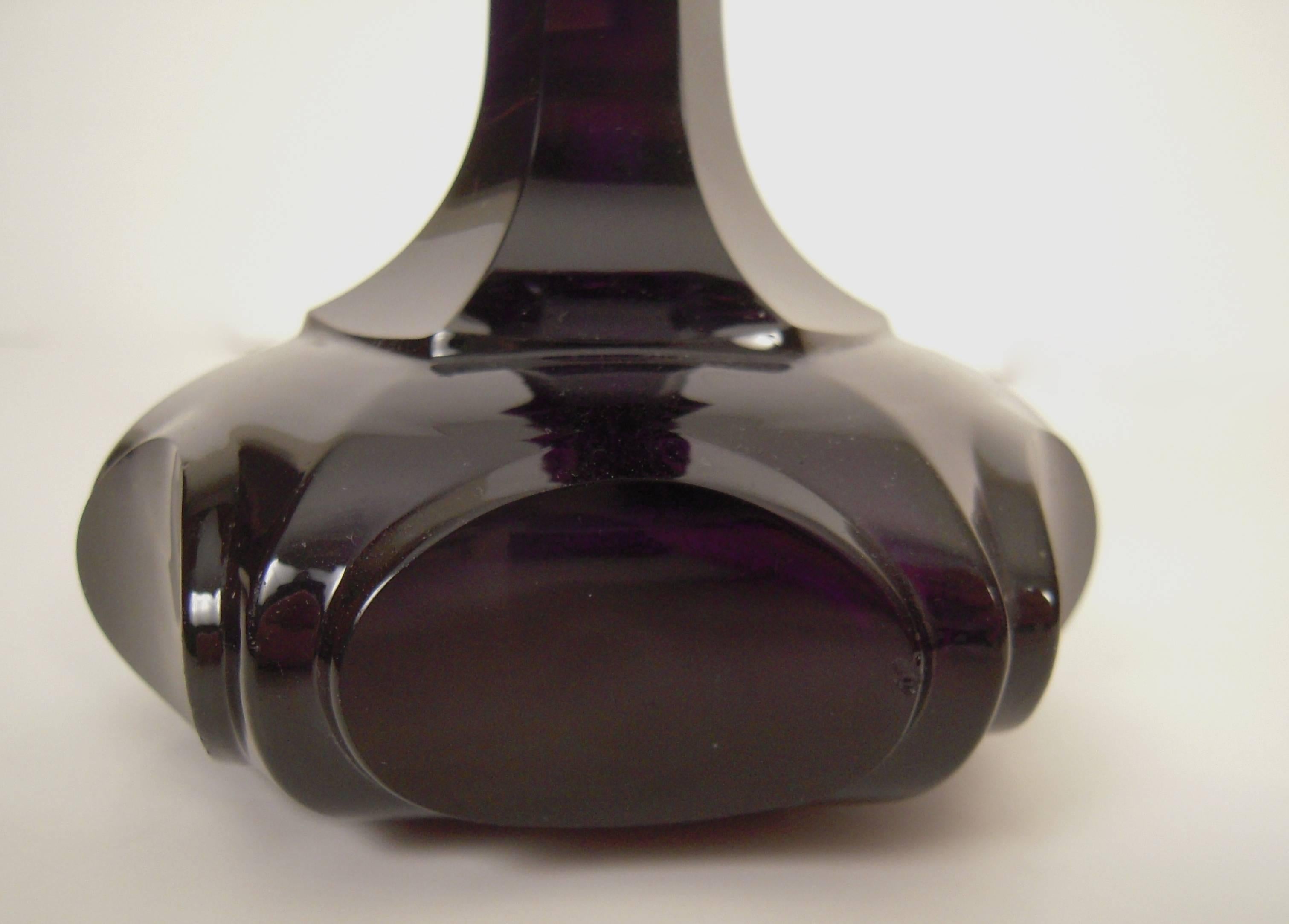 Molded Amethyst Glass Perfume Bottle with Stopper