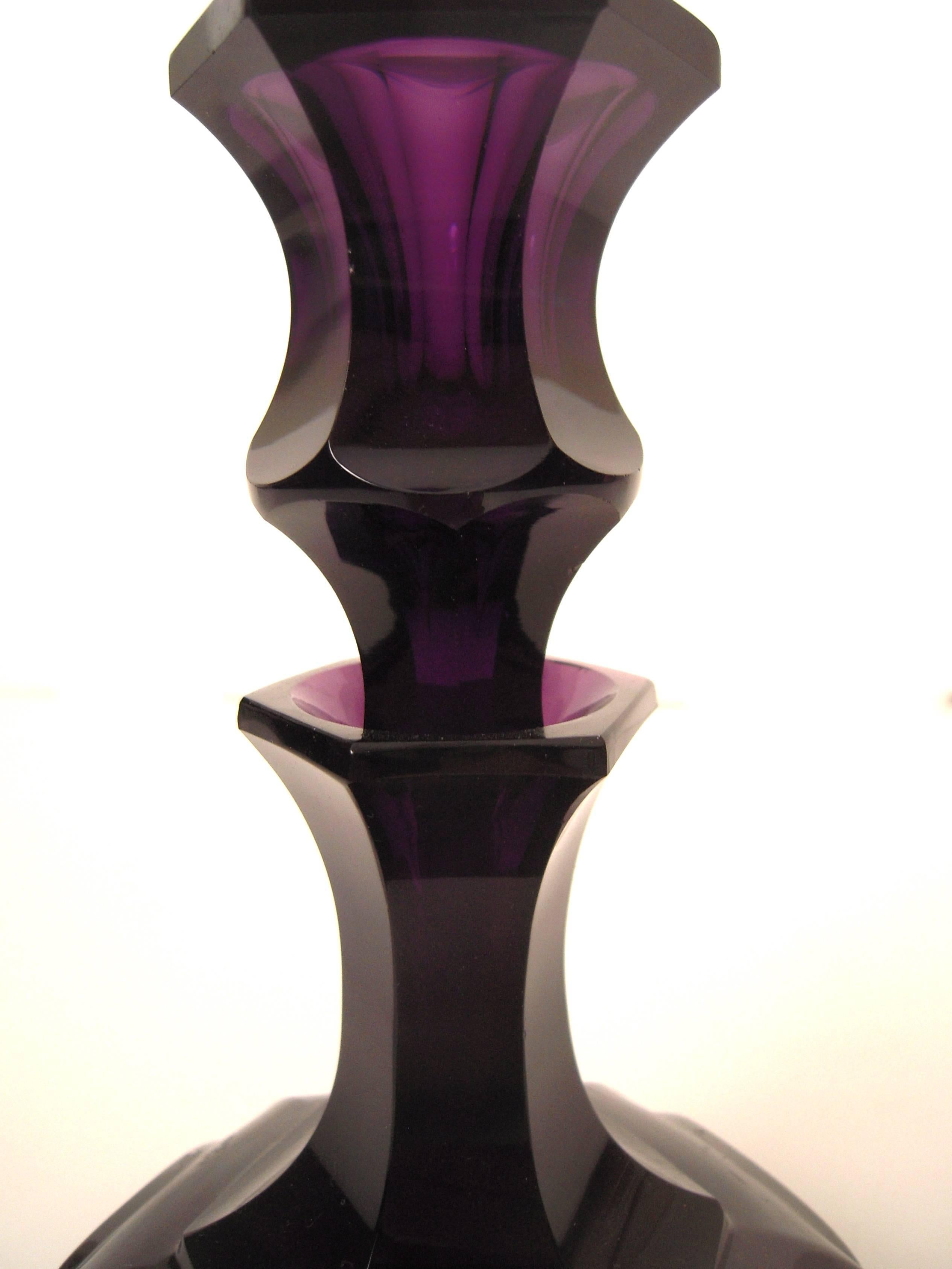 Czech Amethyst Glass Perfume Bottle with Stopper