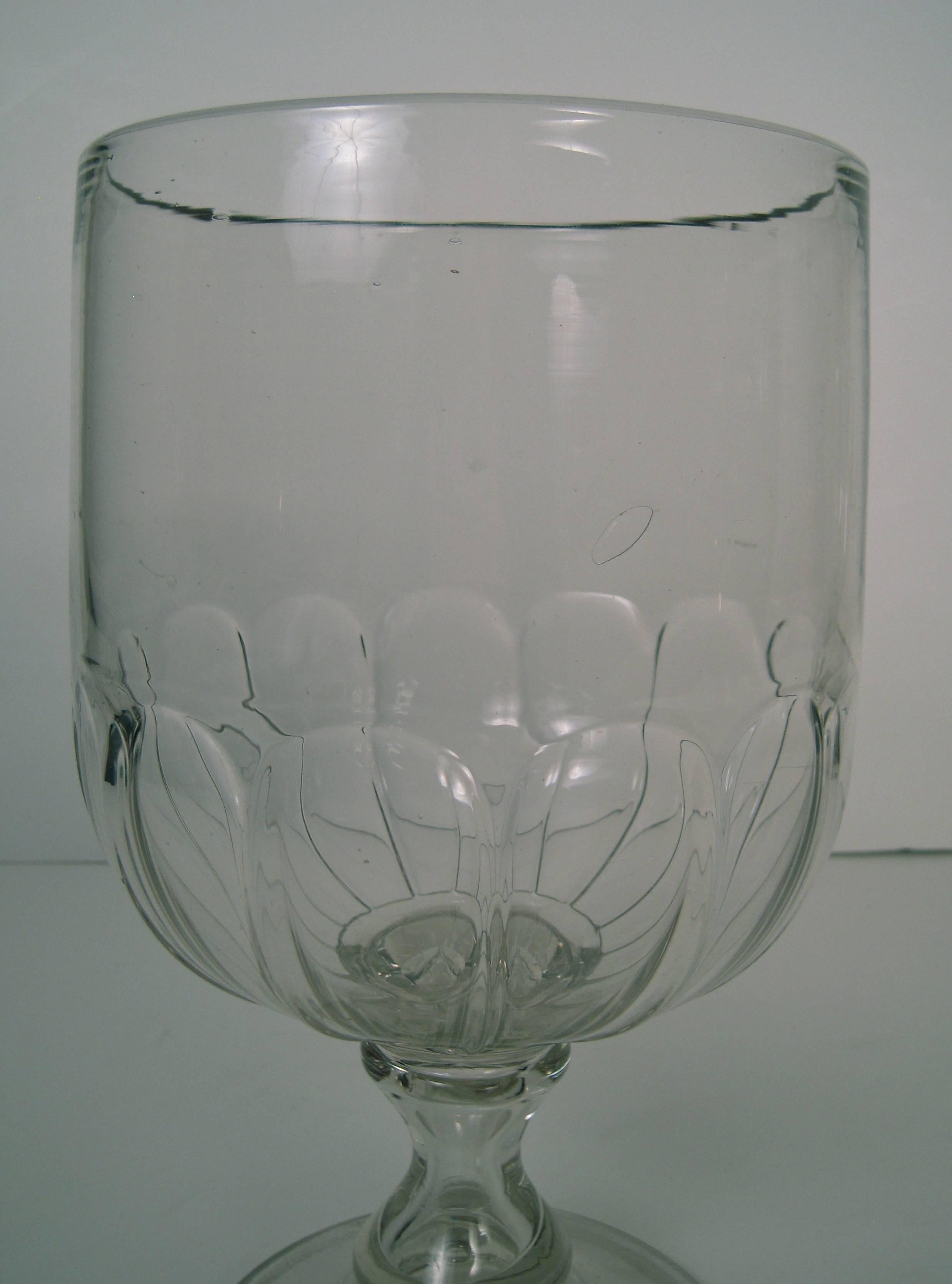 North American Large Blown Glass Vase or Goblet, circa 1830