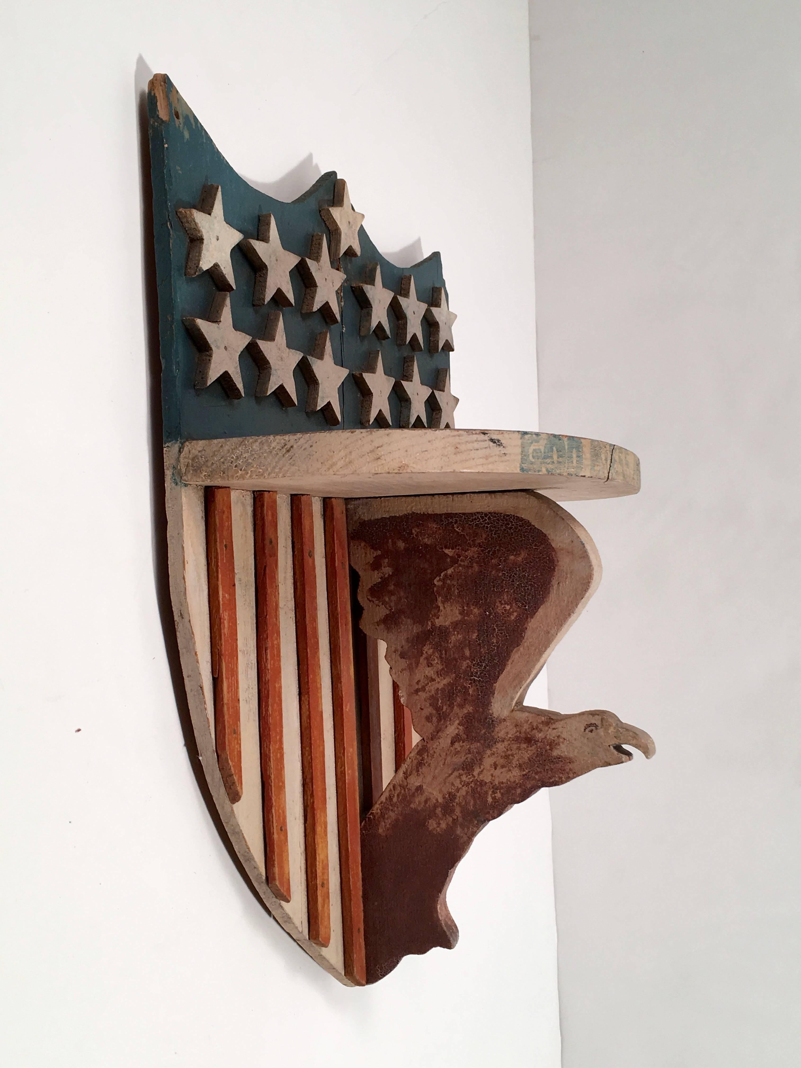 Patriotic Stars and Stripes Wall Shelf, circa 1900 In Excellent Condition In Essex, MA