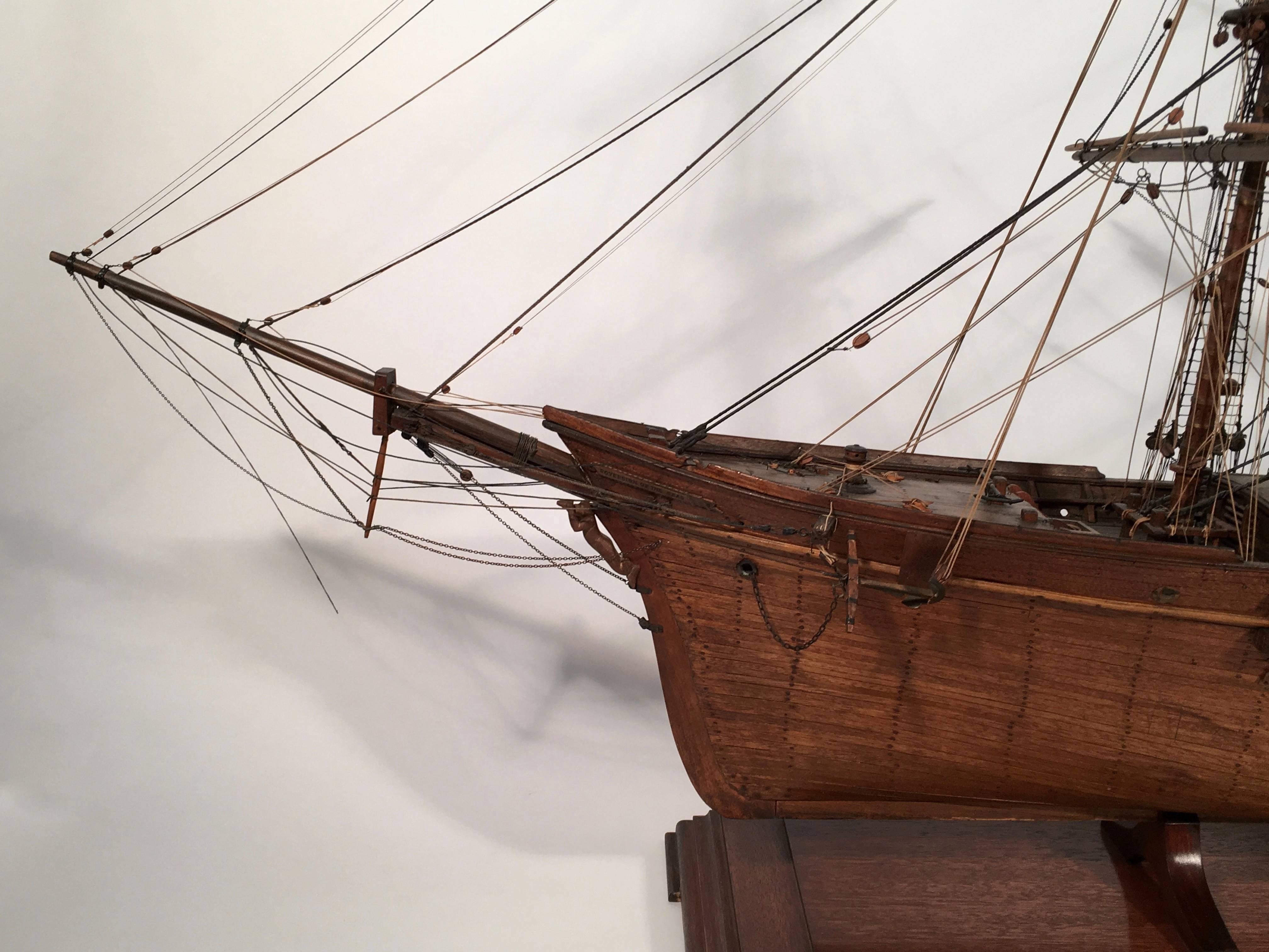 This large, beautifully made and extraordinarily well detailed, carved wood model of the celebrated clipper ship, Sovereign of the Seas, comes from the Independence Seaport Museum in Philadelphia which deaccessioned it because they focus exclusively
