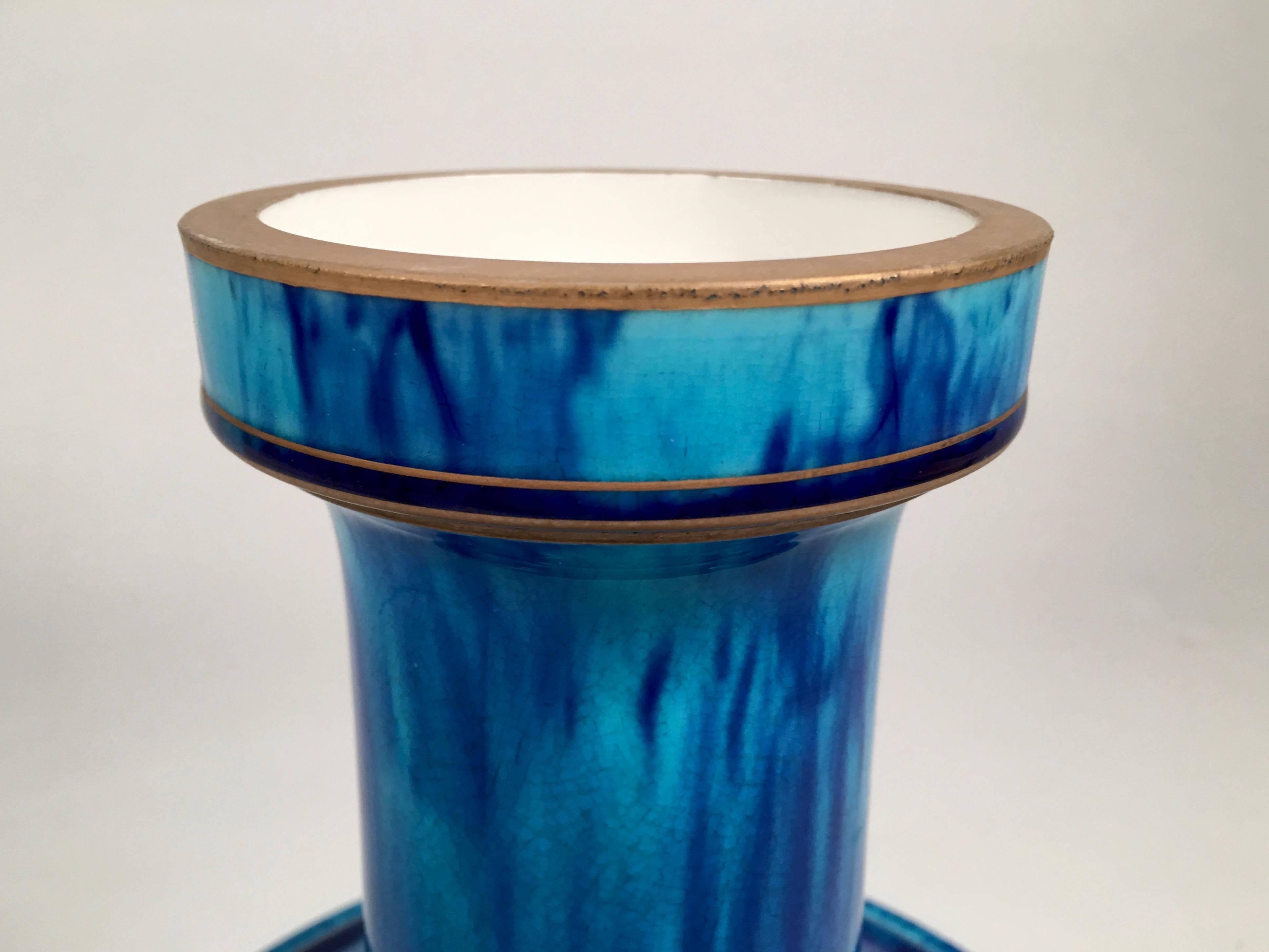 19th Century French Blue Flambé Pottery Vase 1