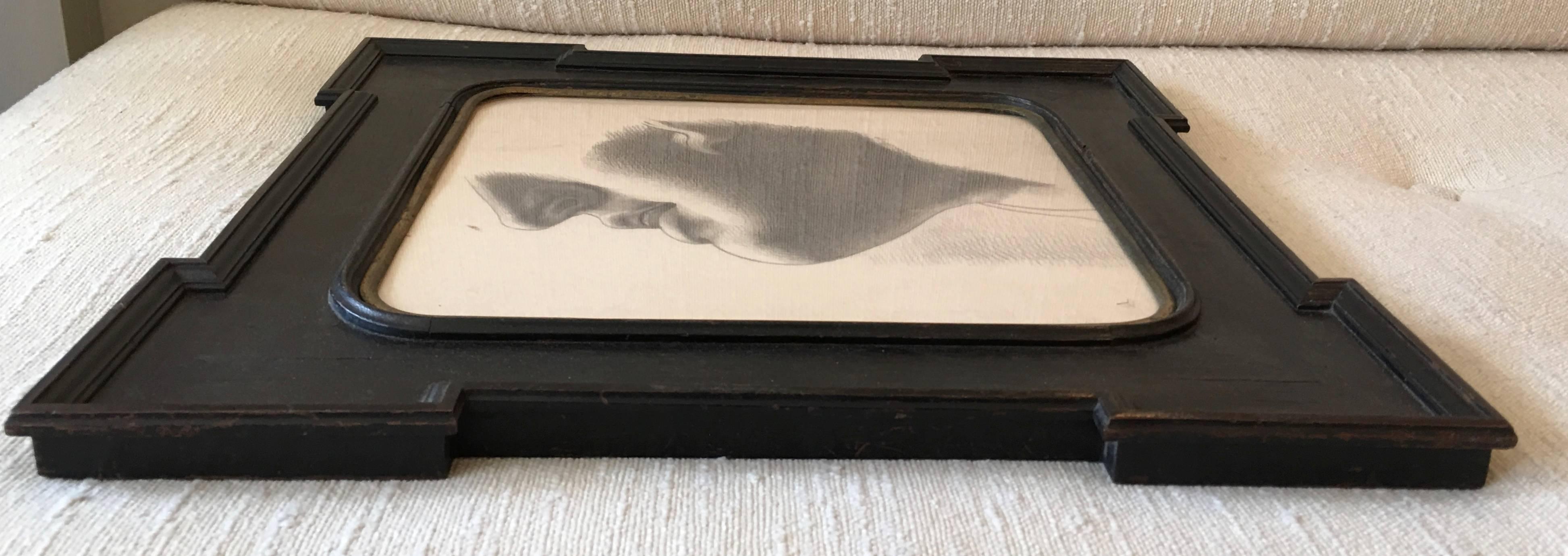 Late 19th Century Beaux Arts Charcoal Drawing in Period Frame