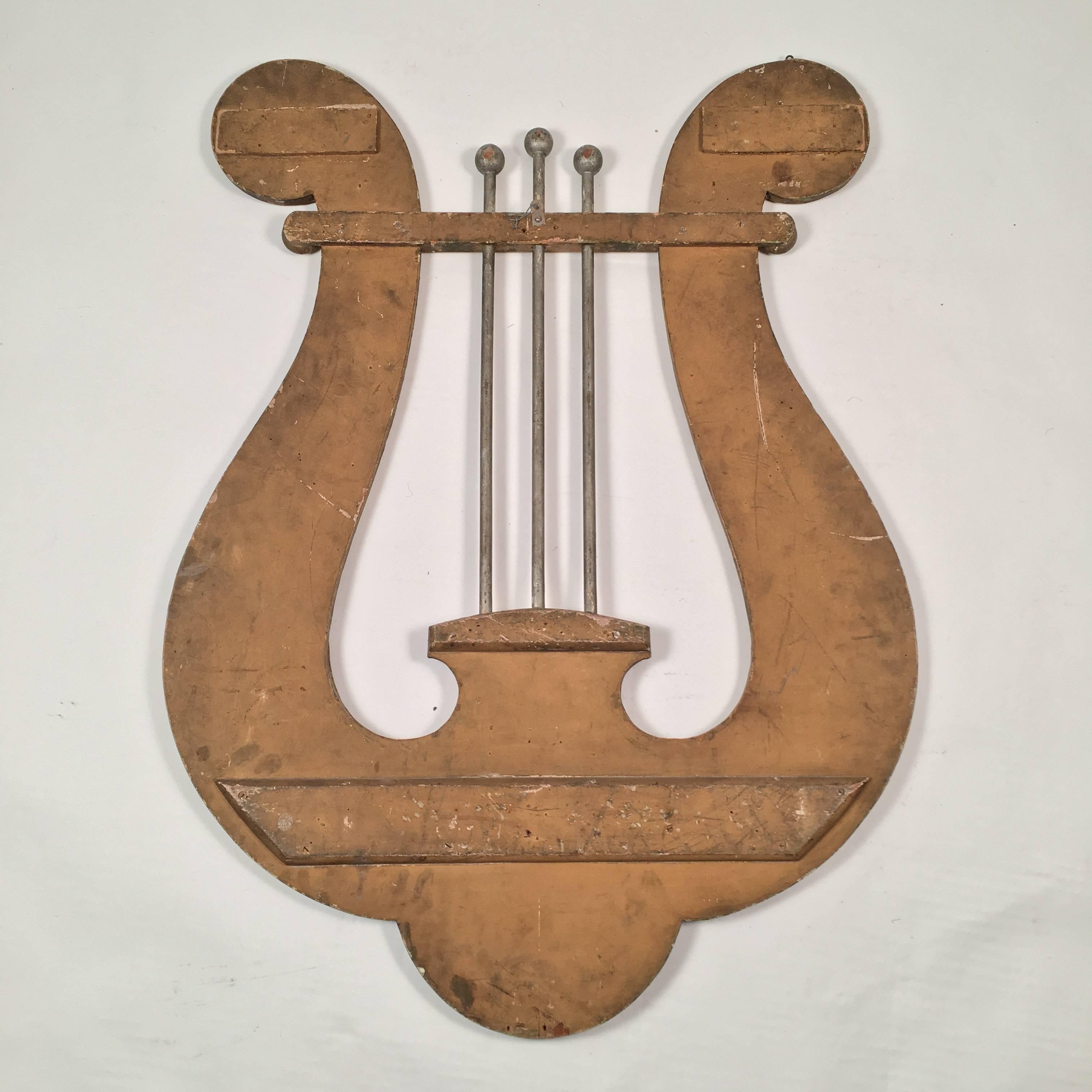 Large Neoclassical Lyre Wall Decoration from a Music Hall 2