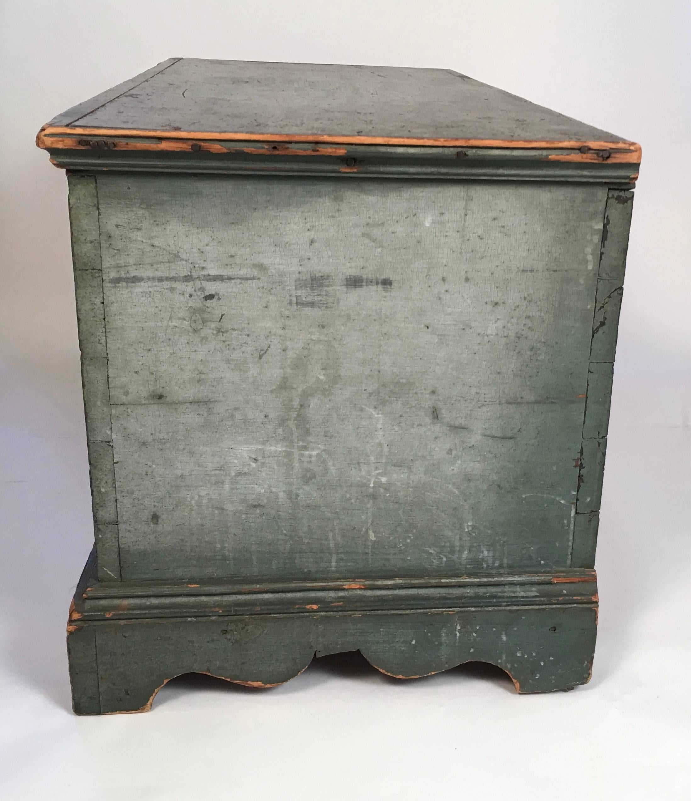 Country Blue Painted New England Blanket Chest, circa 1790