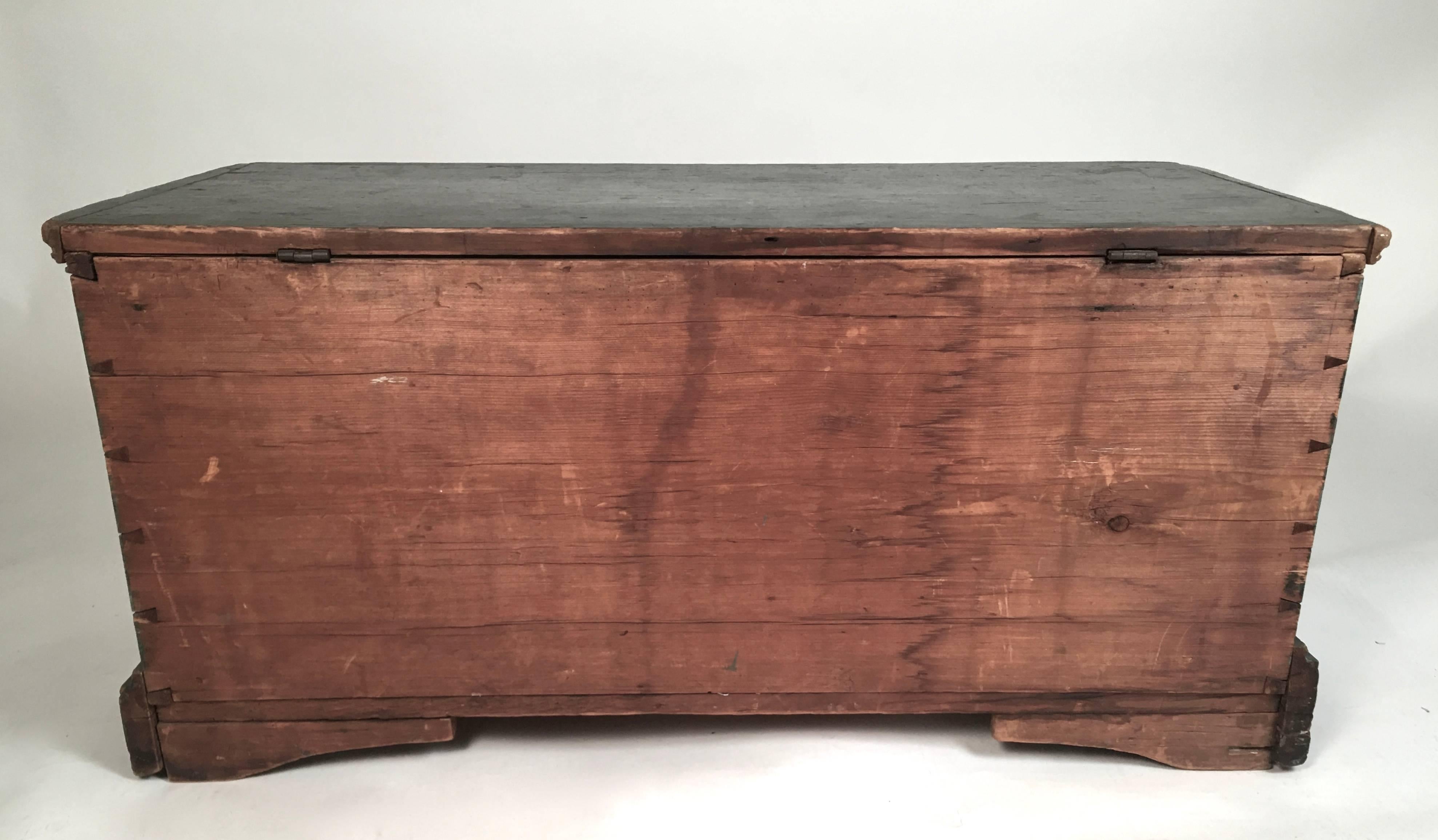 Pine Blue Painted New England Blanket Chest, circa 1790