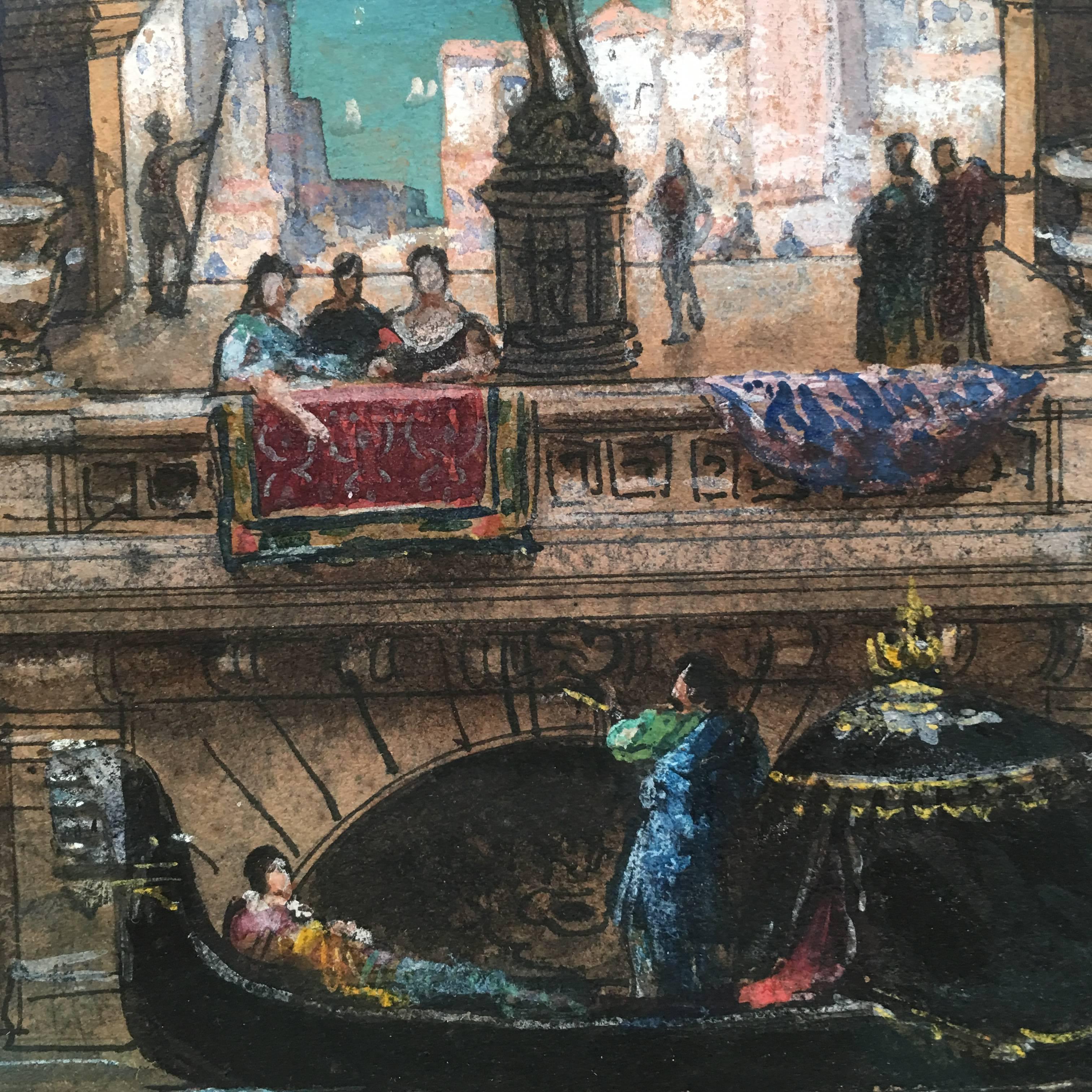 19th Century Henri Mayeux Pastel Drawing of Venice