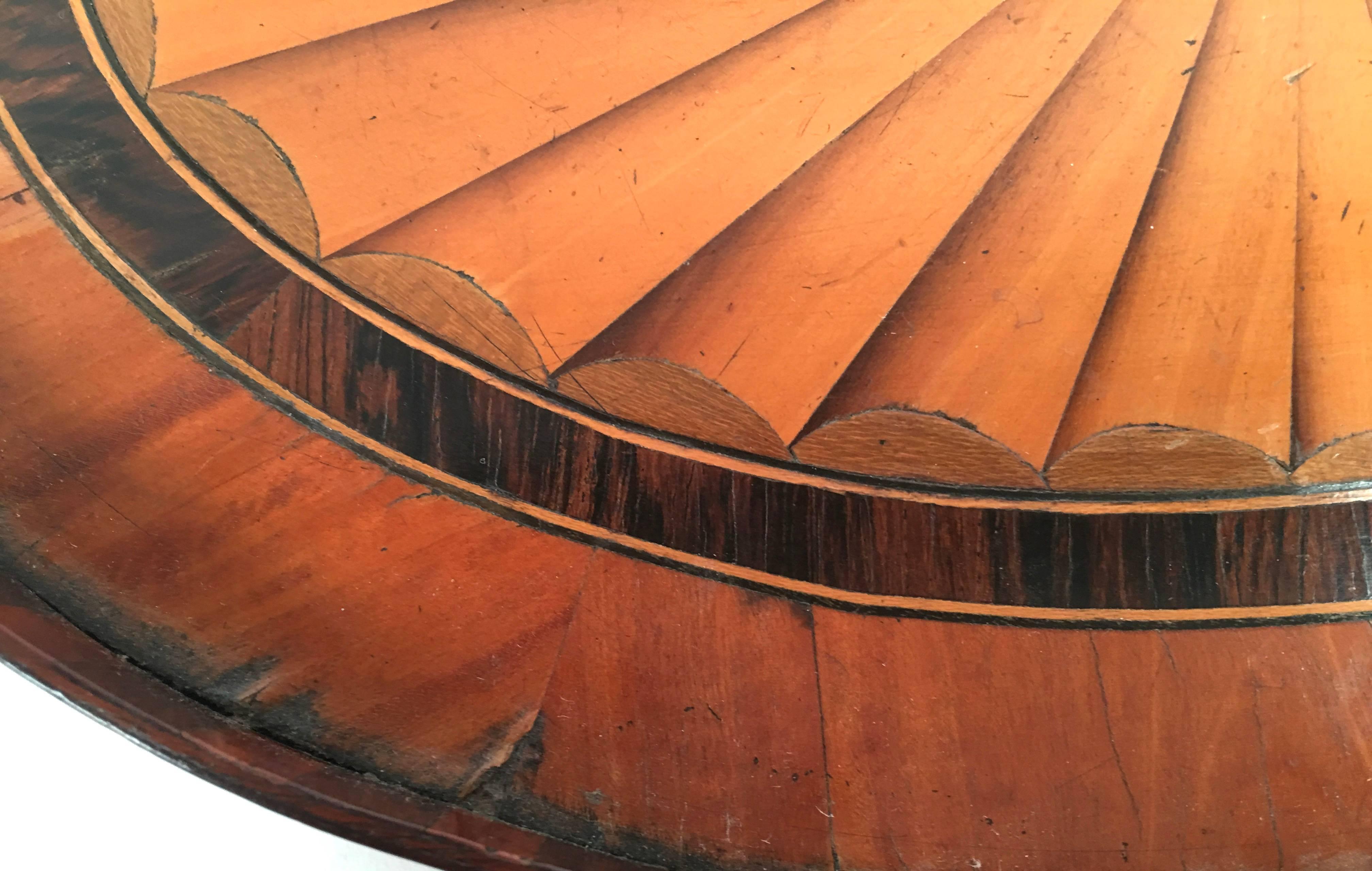 18th Century George III Satinwood and Mahogany Marquetry Oval Tray