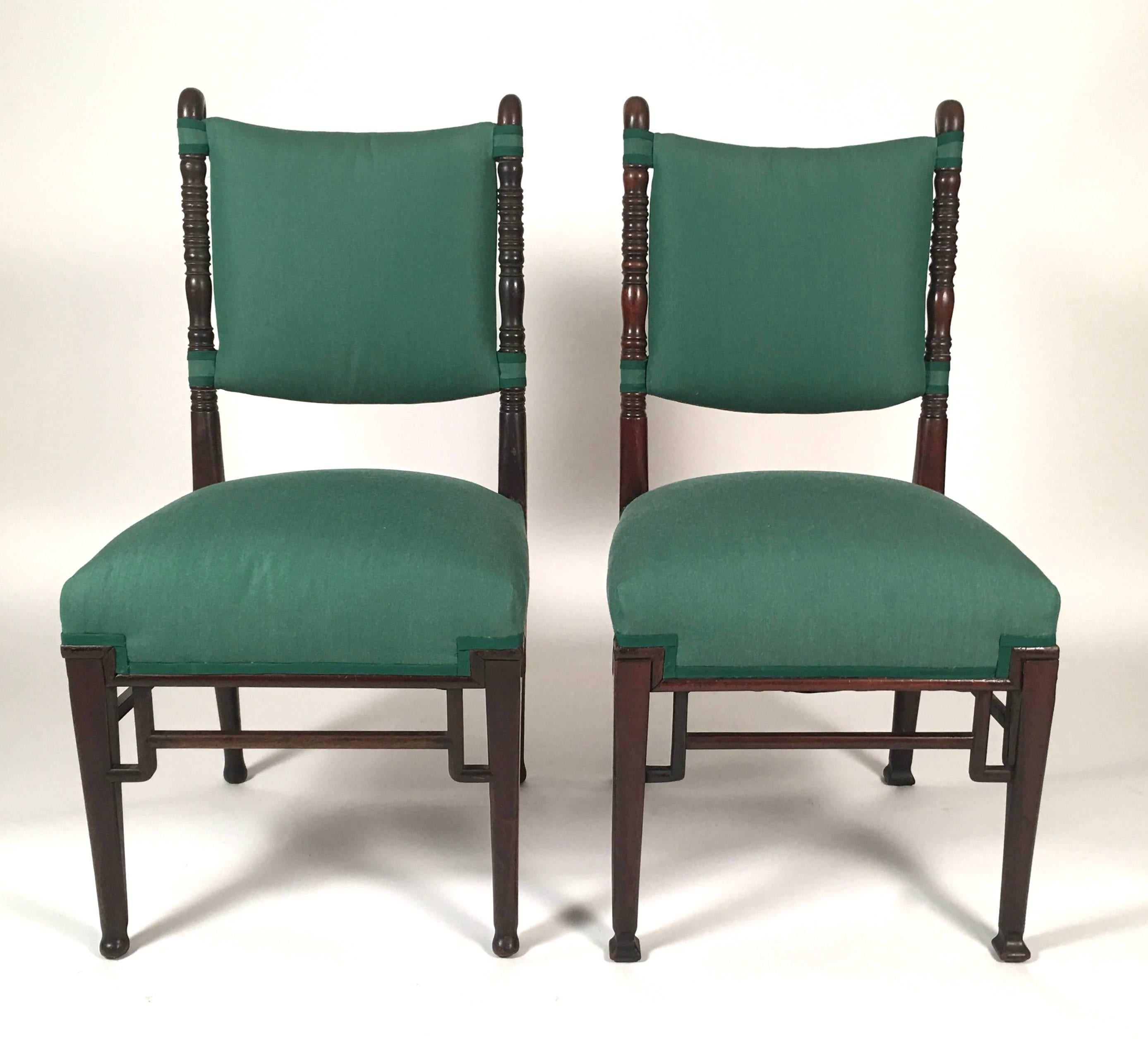 Upholstery Set of Six Aesthetic Movement Period Dining Chairs