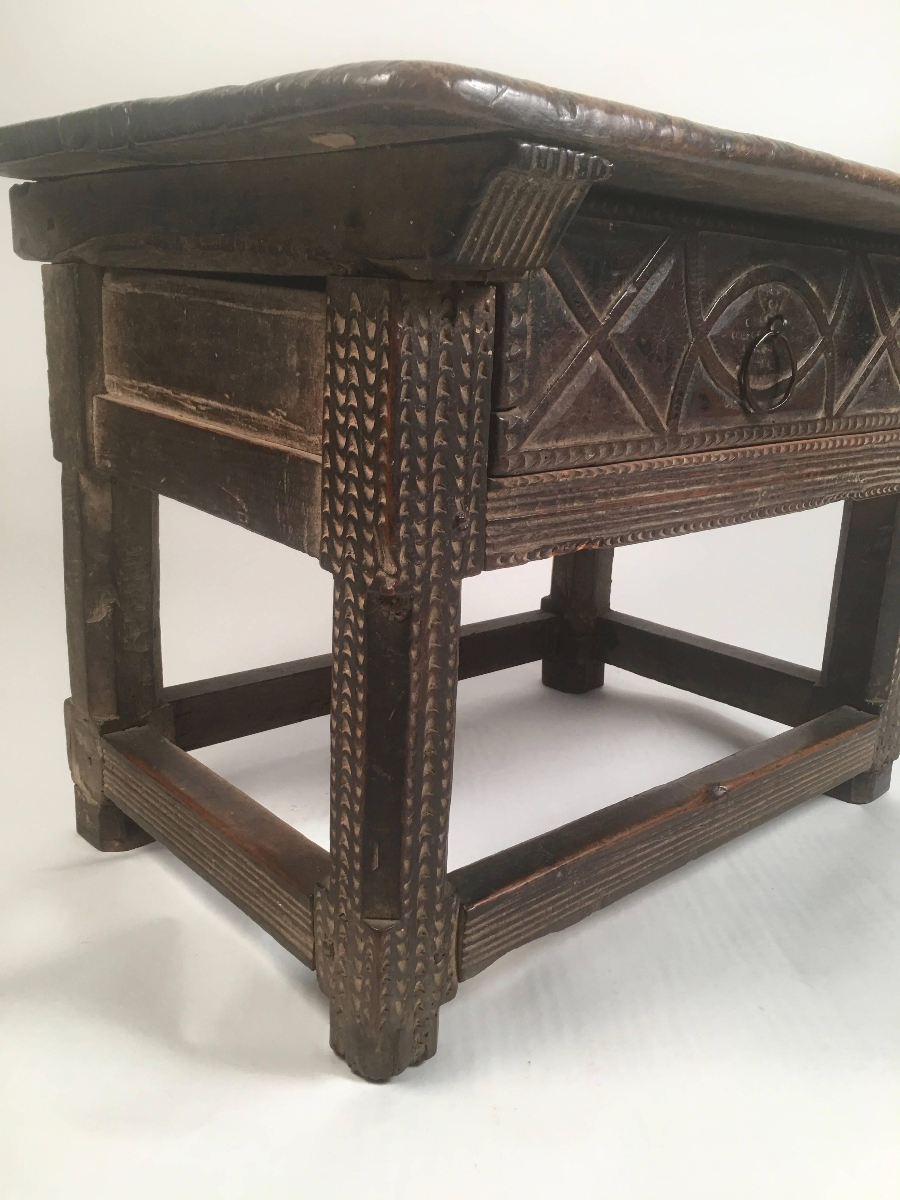 Spanish Colonial Carved Oak and Walnut Table 2