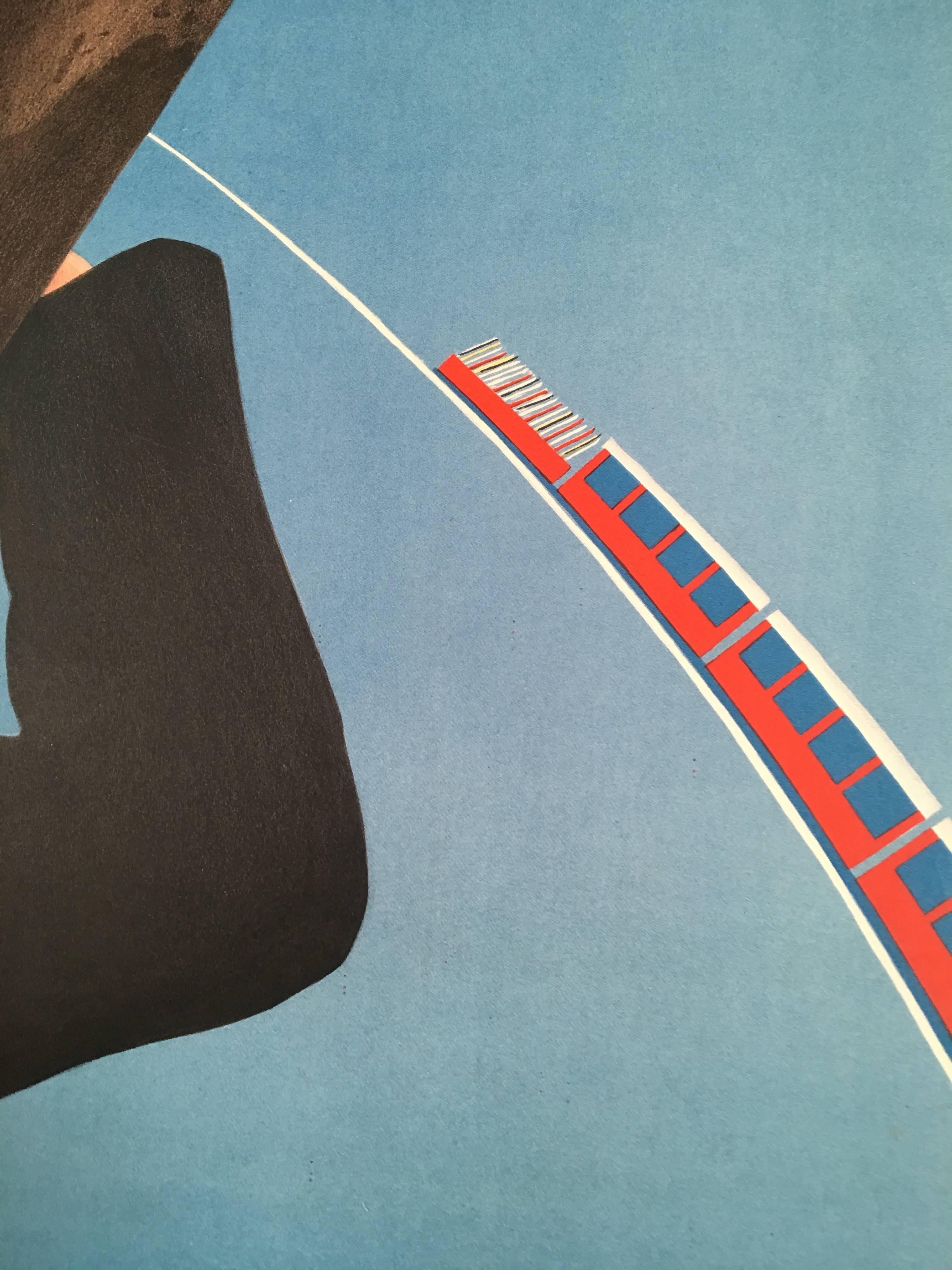 Schweizer Skiplakat „Wengen“ von P. Senn und P. Marti (Mitte des 20. Jahrhunderts) im Angebot