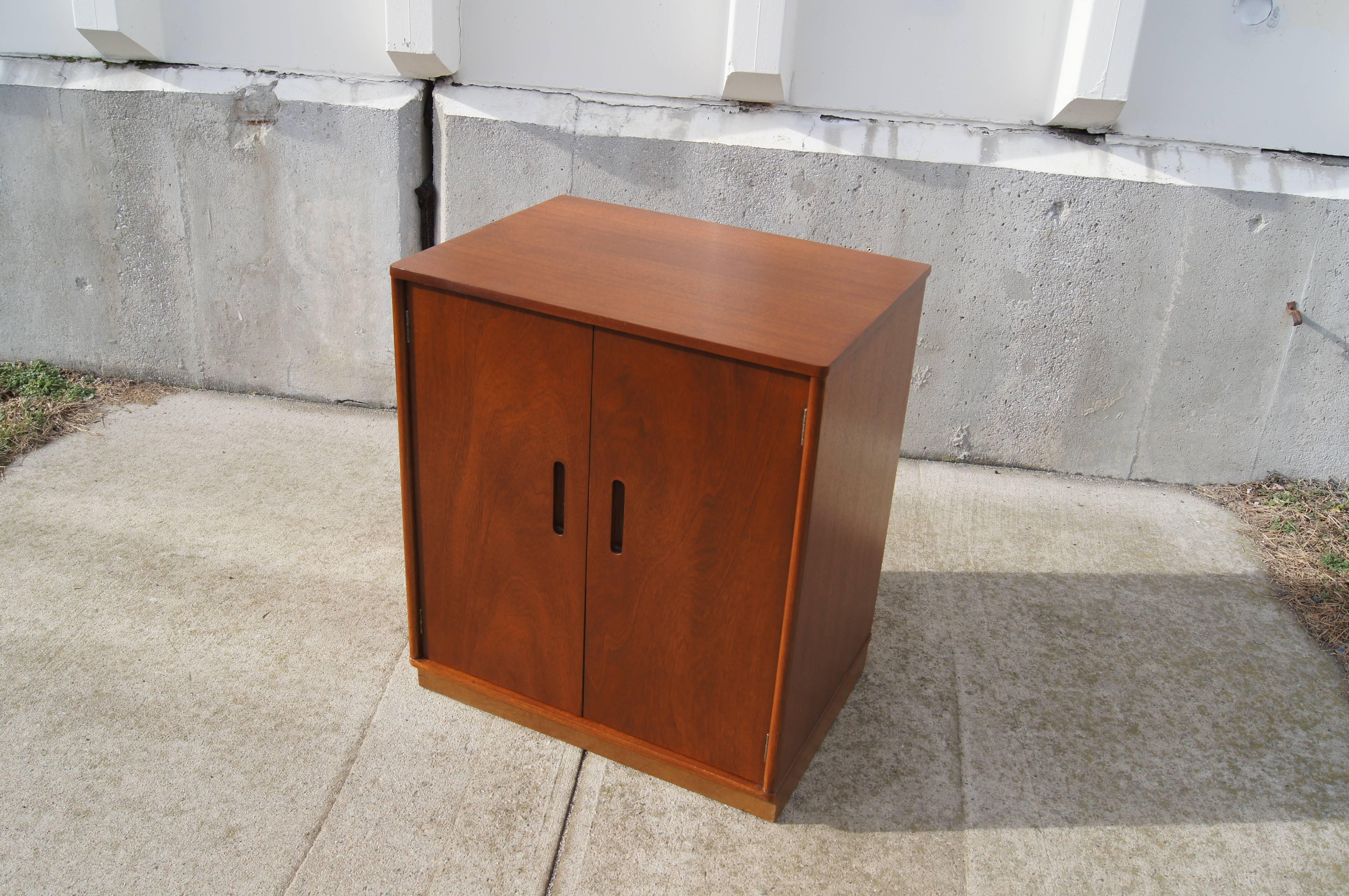 Leather Small Mid-Century Cabinet by Edward Wormley for Dunbar For Sale