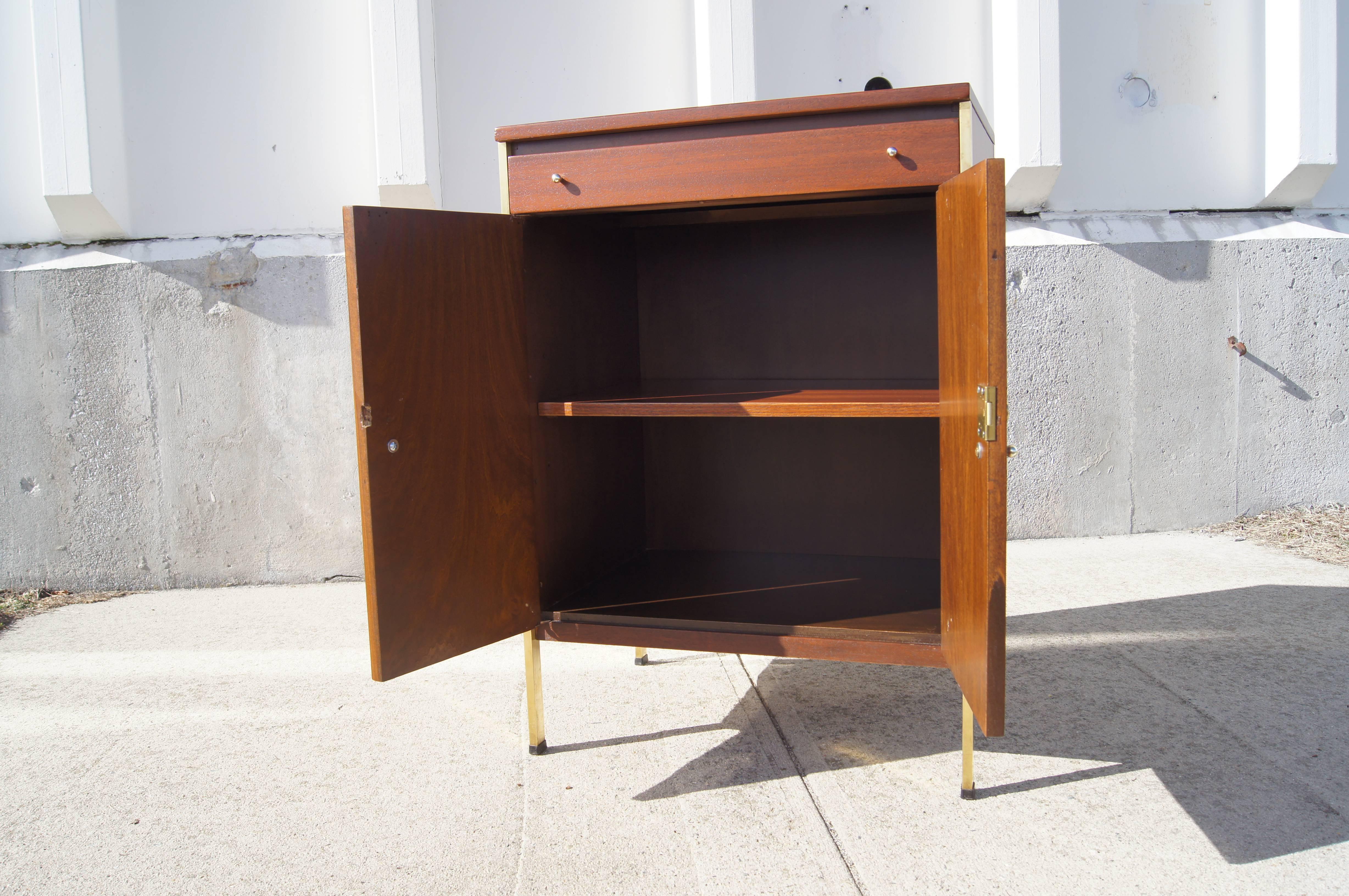 American Small Mahogany Cabinet with Brass Supports by Paul McCobb for Calvin