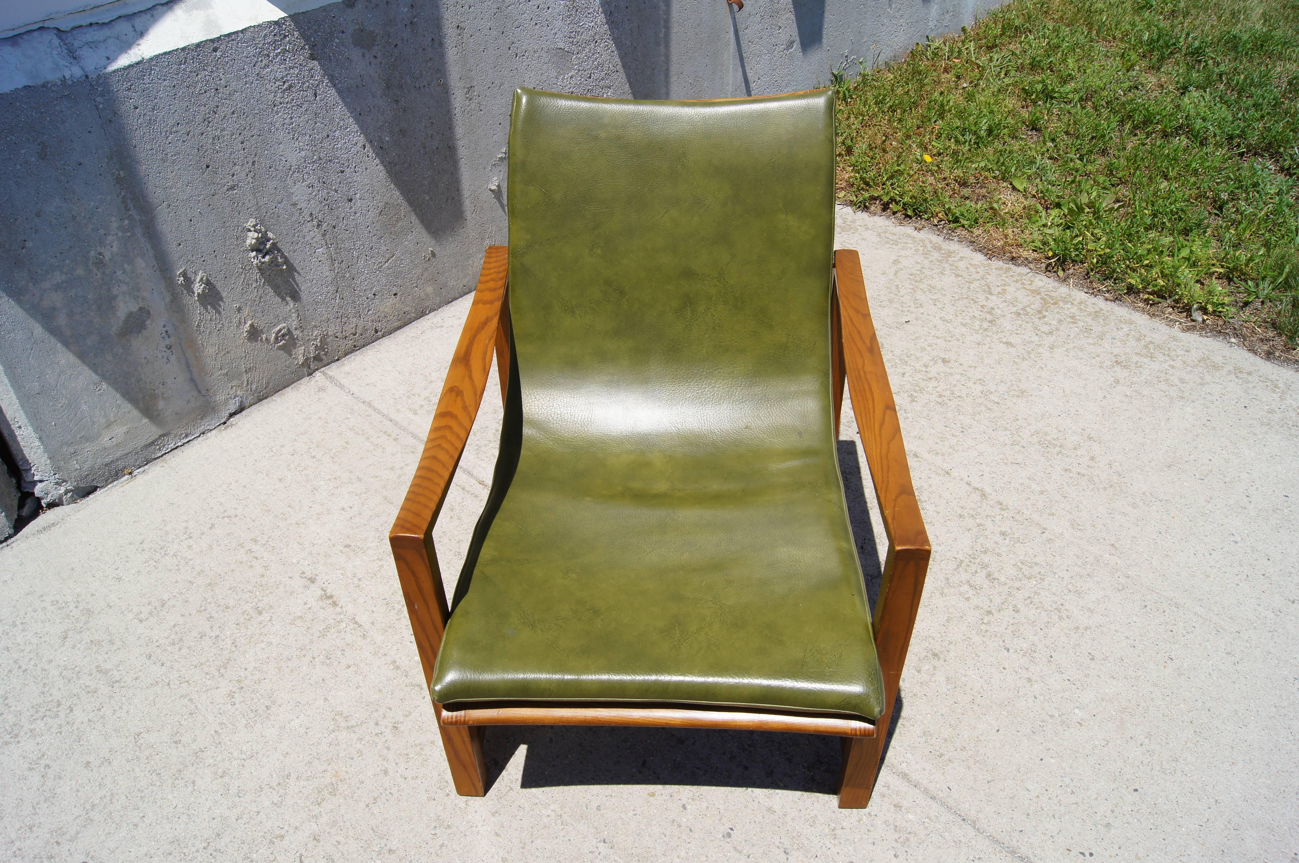 Mid-20th Century Leather-Embossed Ash Lounge Chair by Edward Wormley for Dunbar For Sale