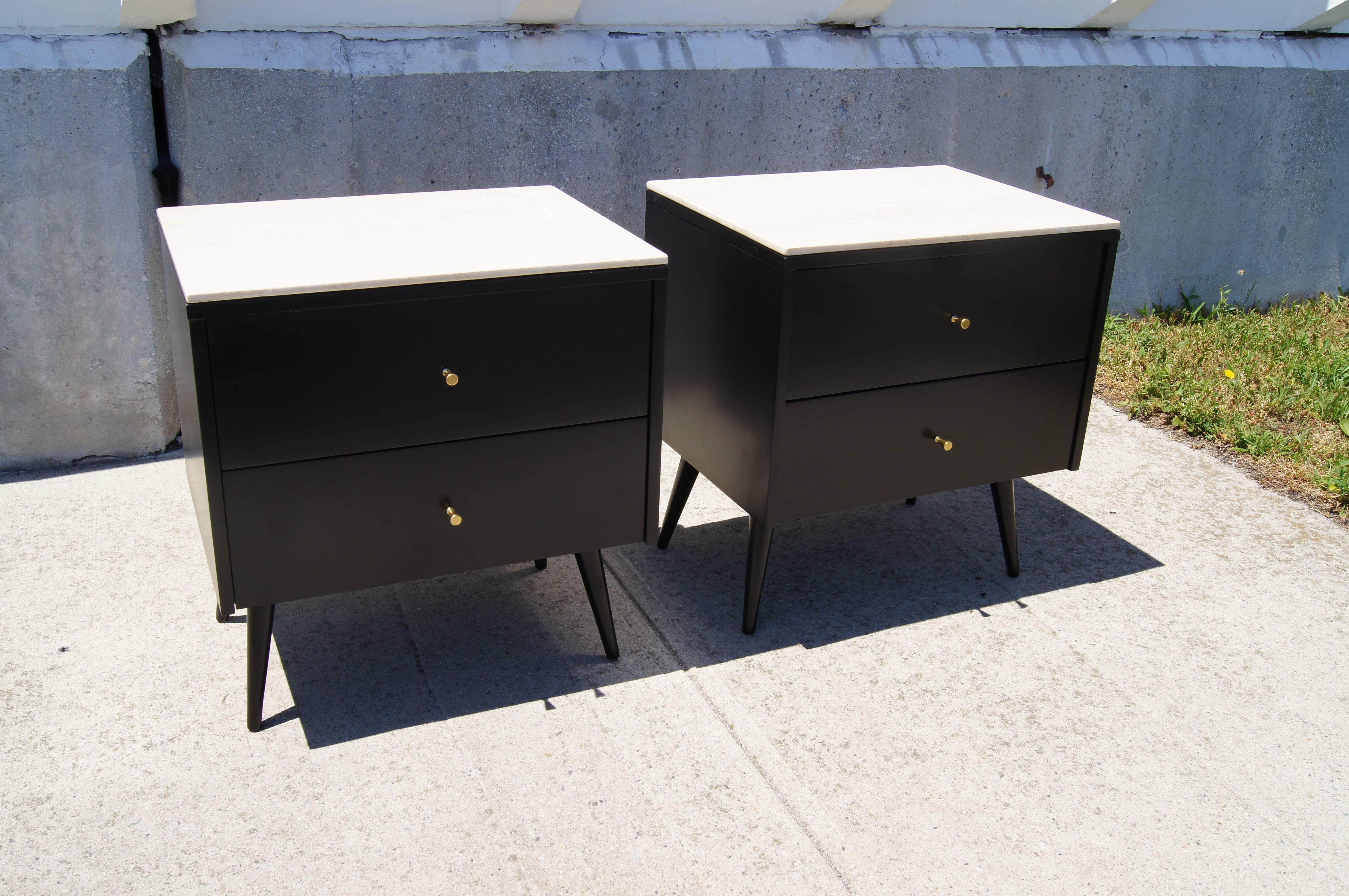 American Pair of Marble-Topped Planner Group Nightstands by Paul McCobb for Winchendon