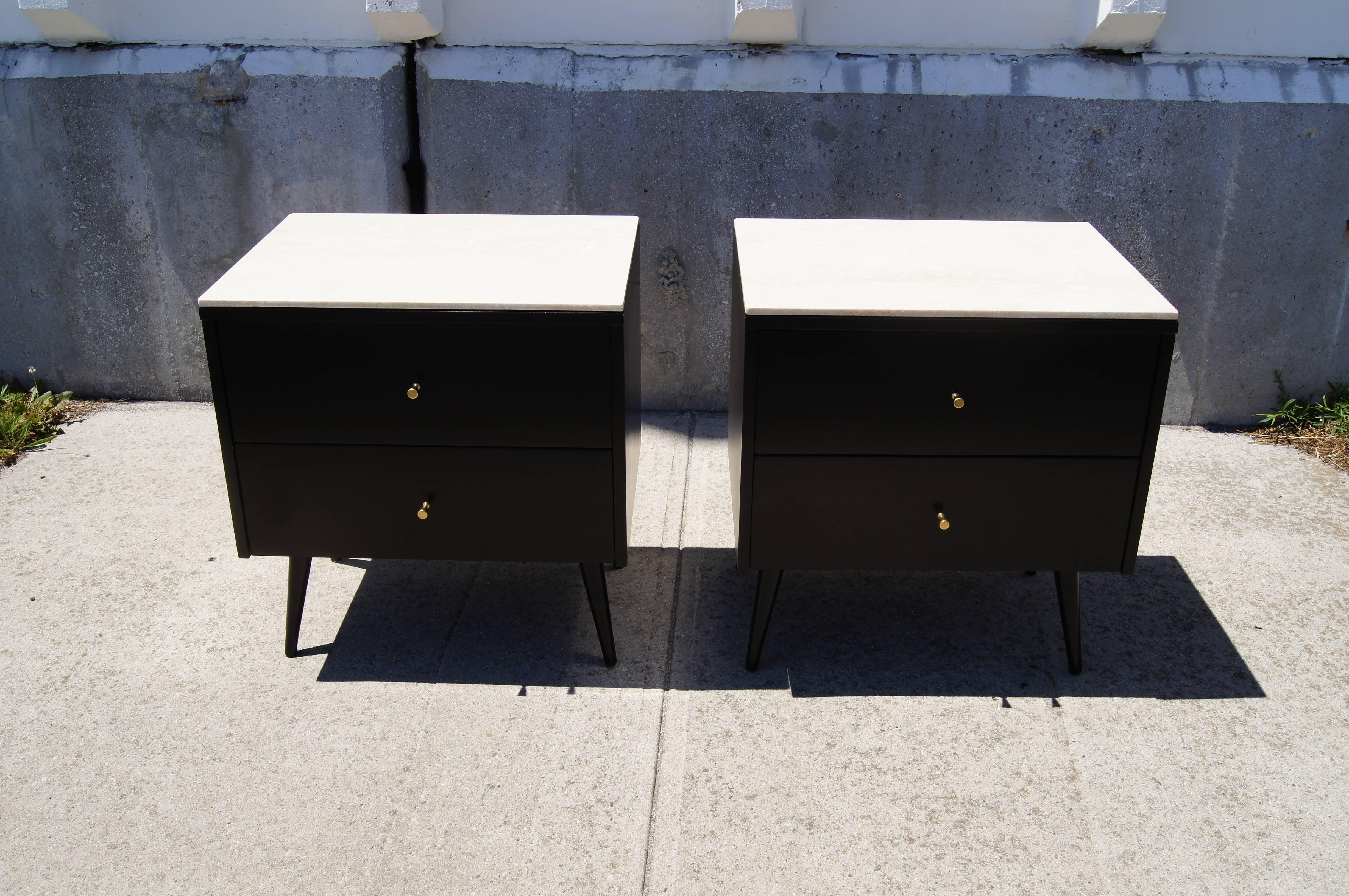 Pair of Marble-Topped Planner Group Nightstands by Paul McCobb for Winchendon In Excellent Condition In Dorchester, MA