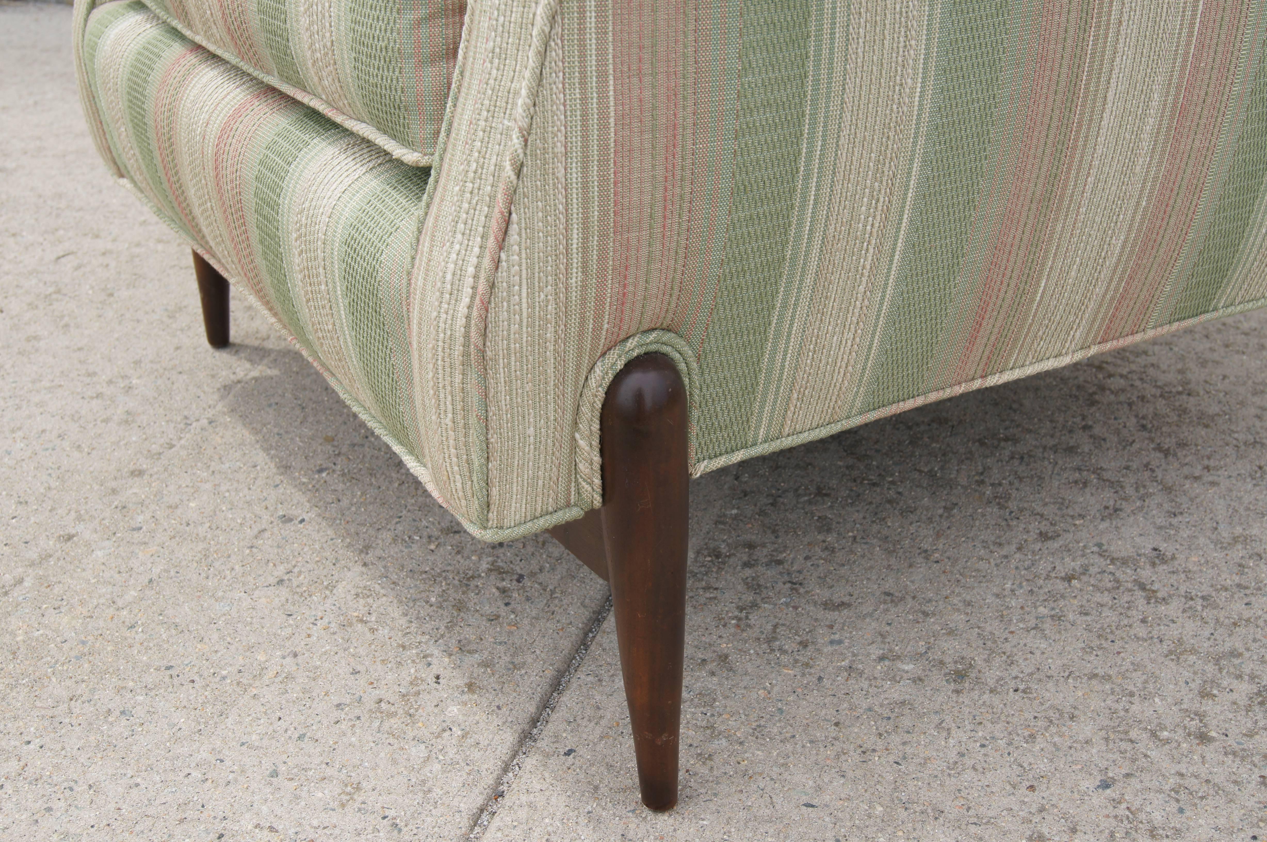 Mid-Century Modern Mid-Century Upholstered Lounge Chair with Walnut Legs For Sale
