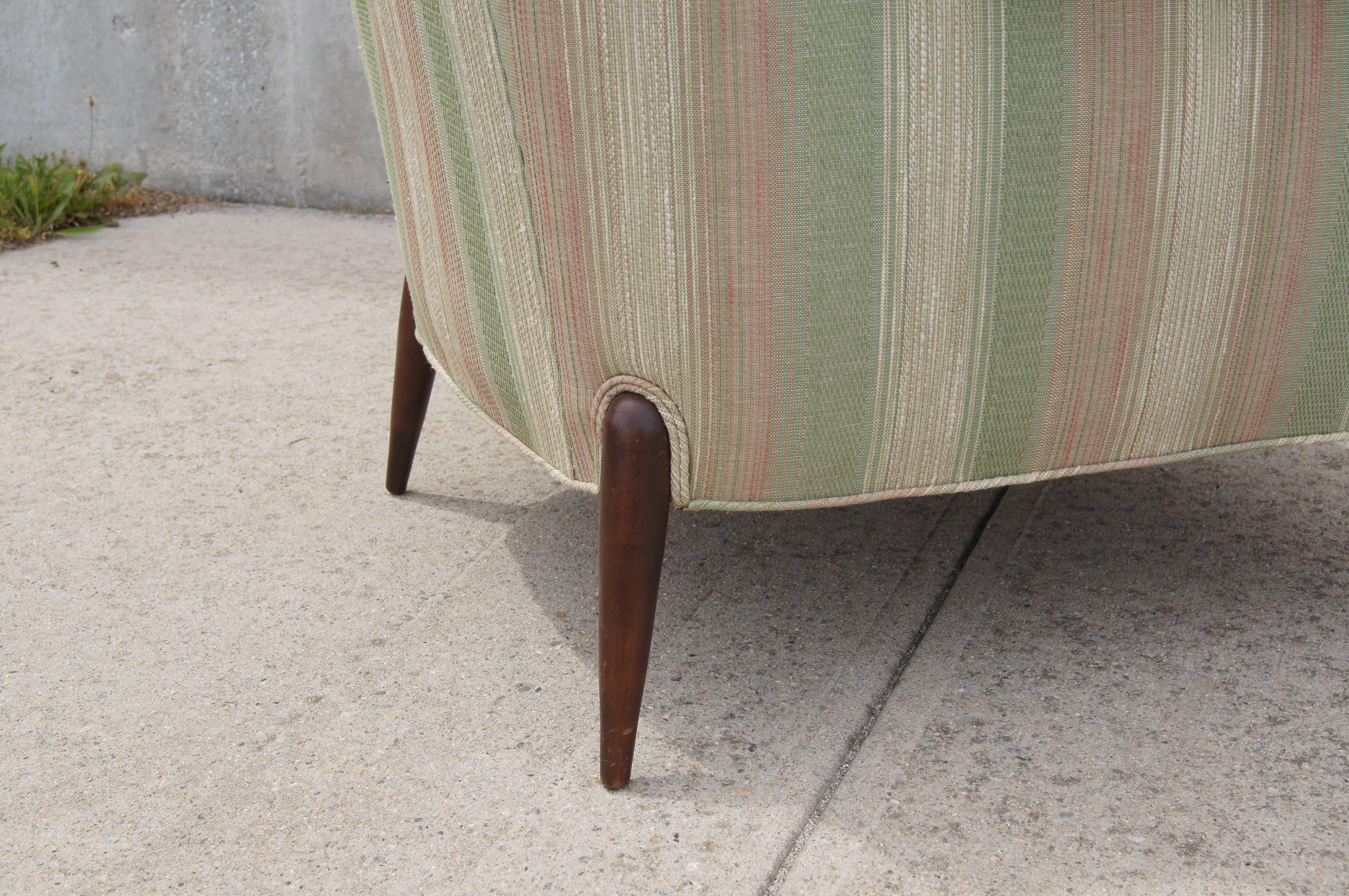 Mid-20th Century Mid-Century Upholstered Lounge Chair with Walnut Legs For Sale