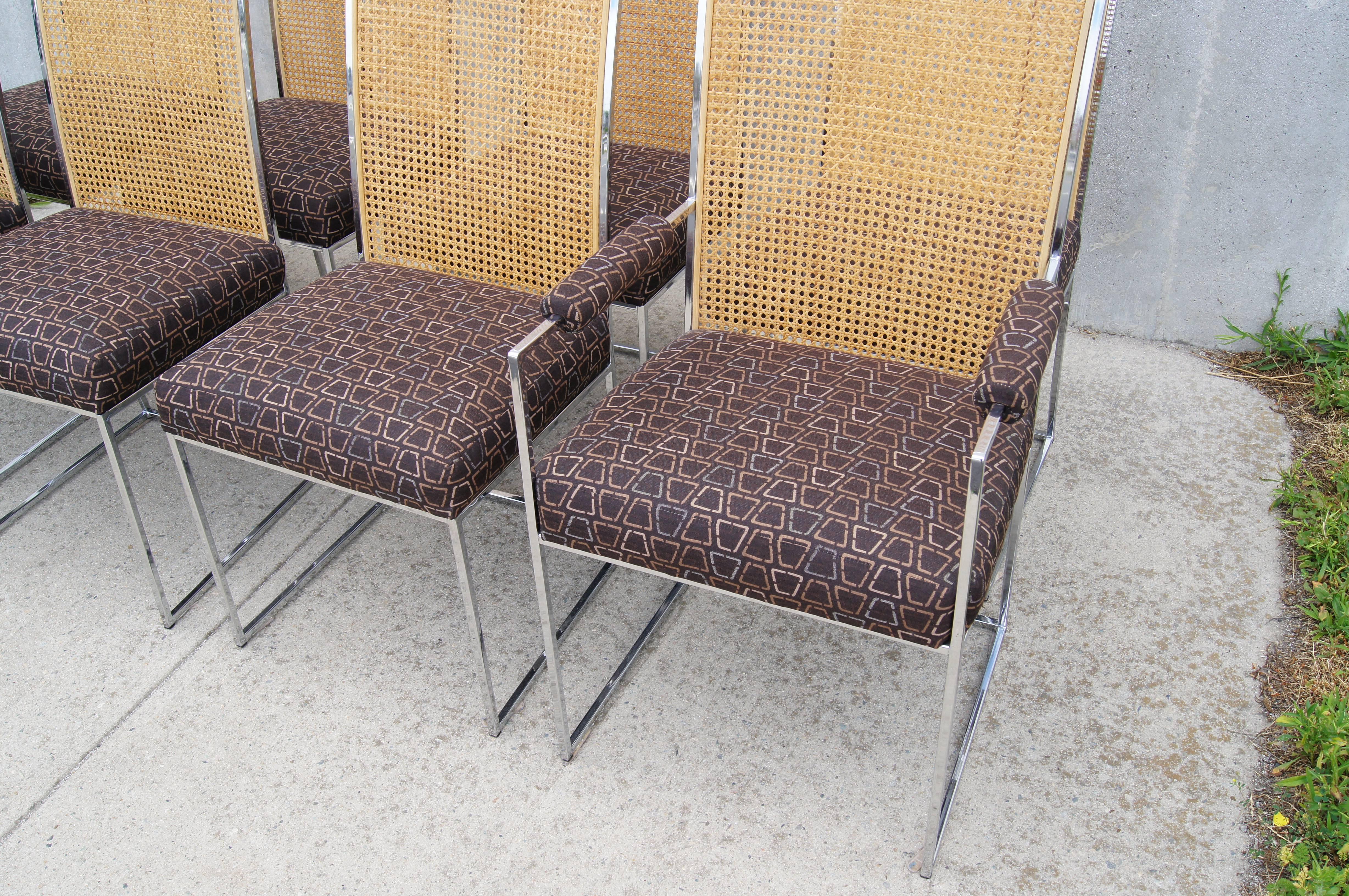 Set of Eight High-Back Cane Dining Chairs by Milo Baughman for Thayer Coggin In Excellent Condition In Dorchester, MA