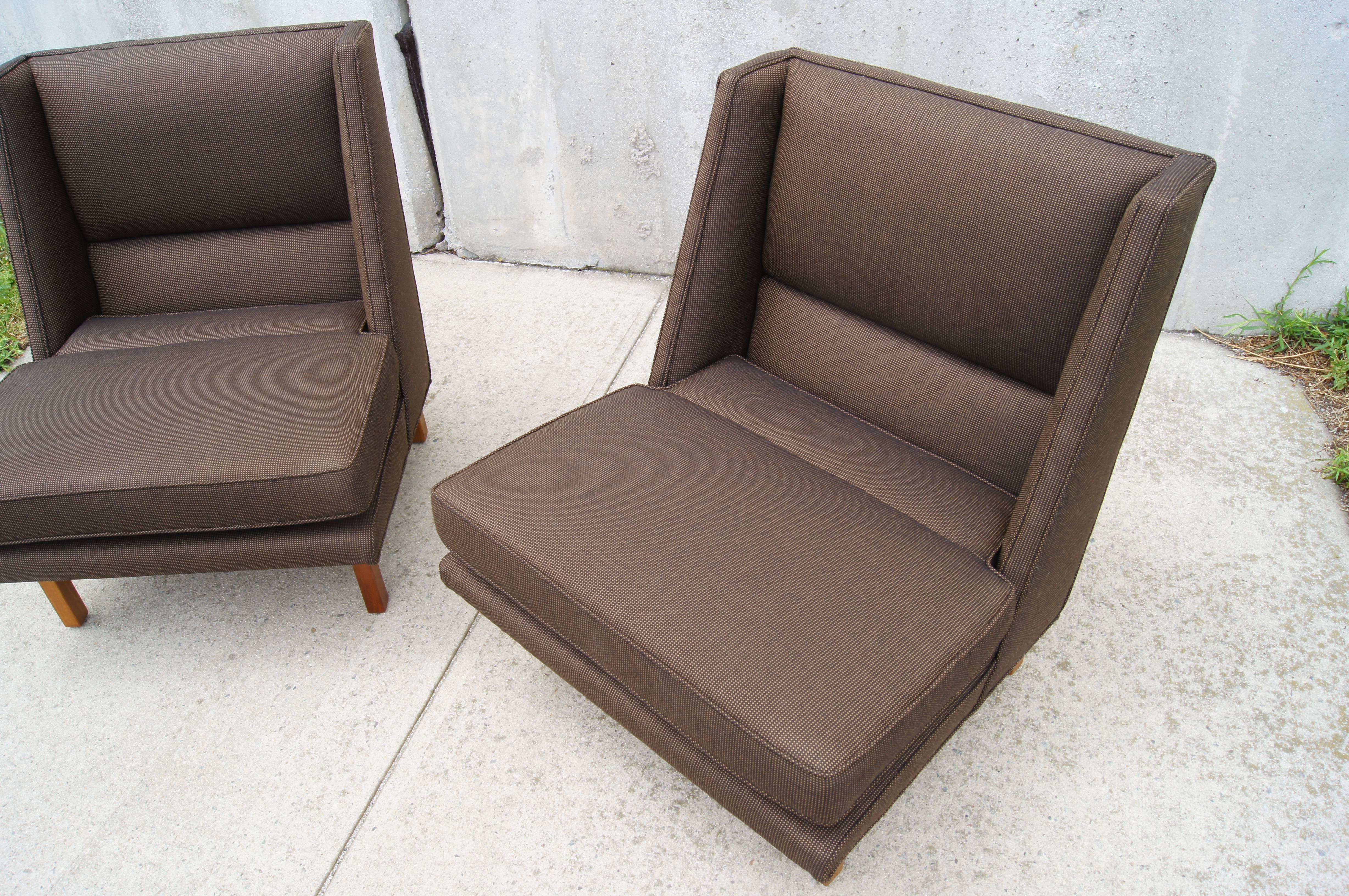 Pair of Low Lounge Chairs by Edward Wormley for Dunbar In Excellent Condition In Dorchester, MA
