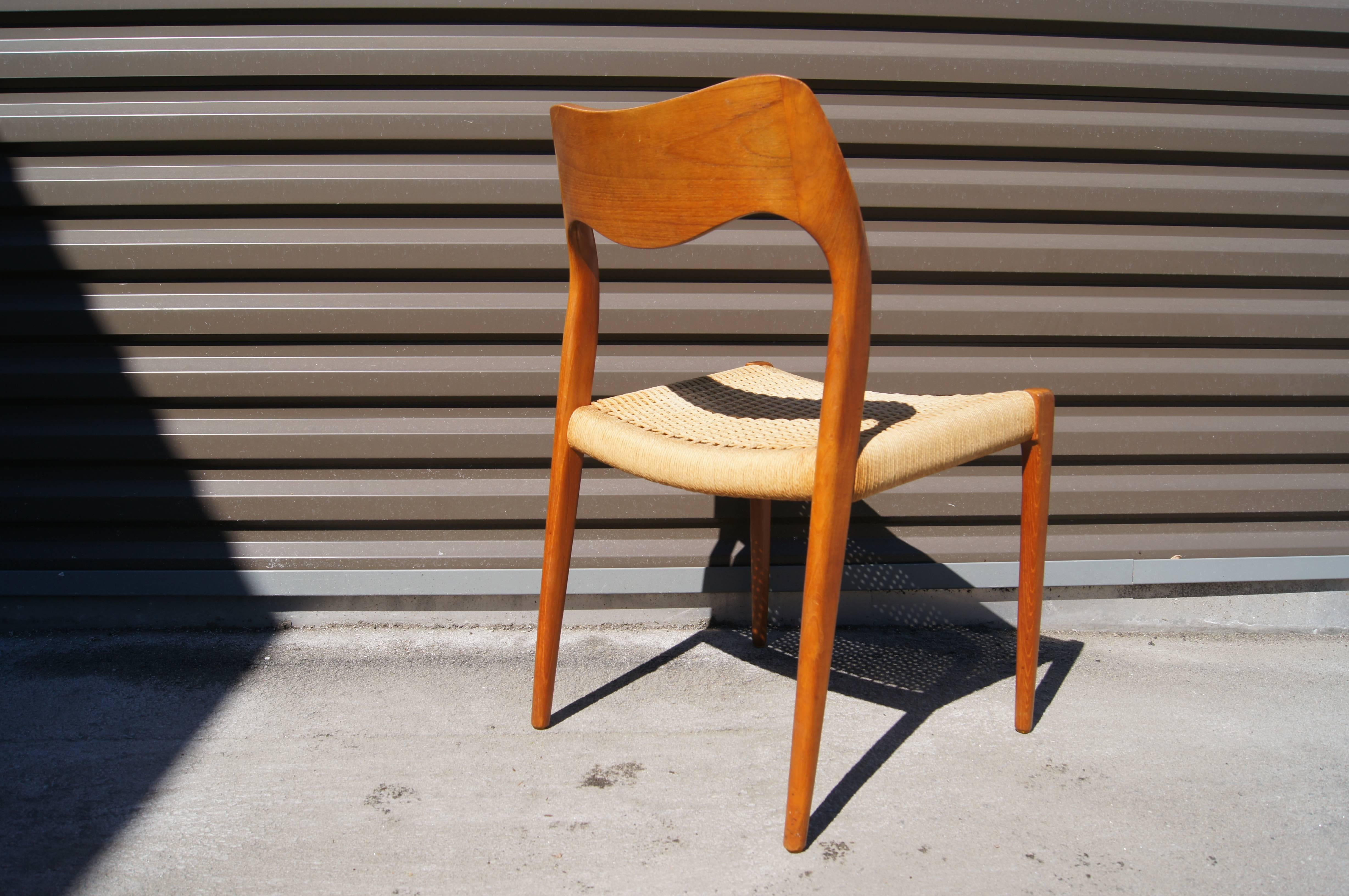 Mid-20th Century Set of Six Teak Dining Chairs, Model 71 by Niels Otto Møller