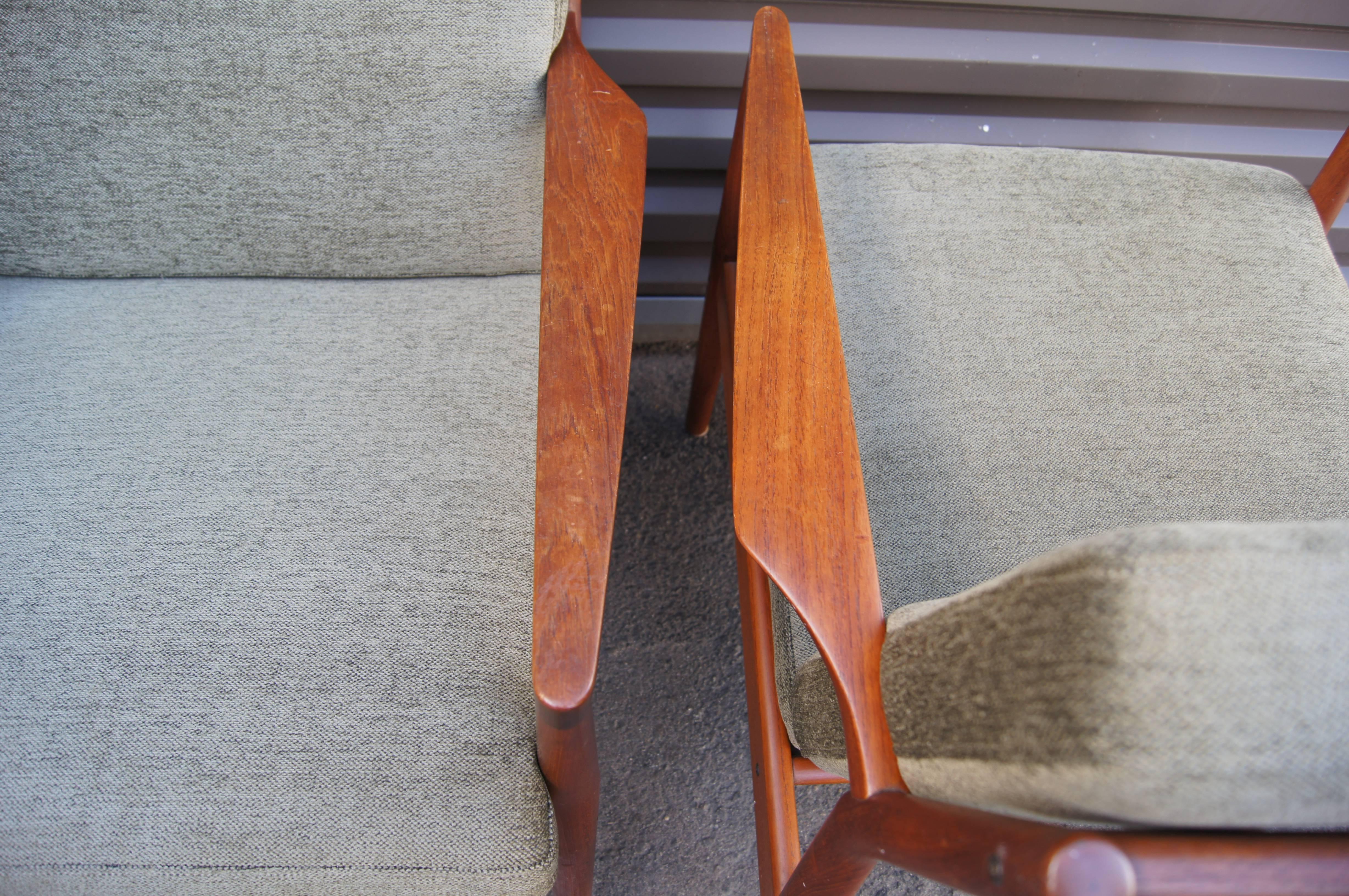 Danish Pair of Teak Lounge Chairs by Borge Jensen & Sønner