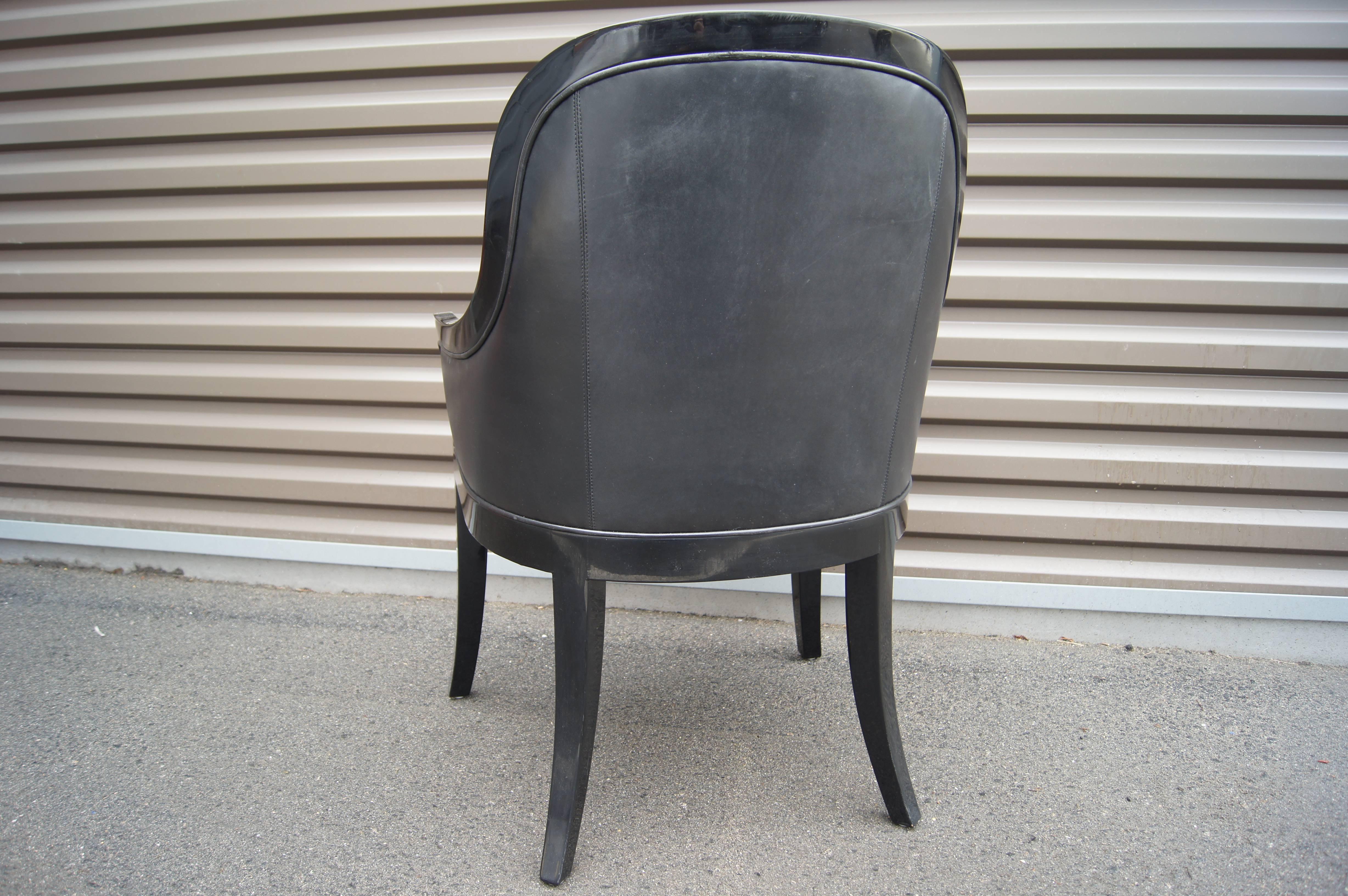 Late 20th Century Black Lacquer and Leather Regina Armchair by Karl Springer