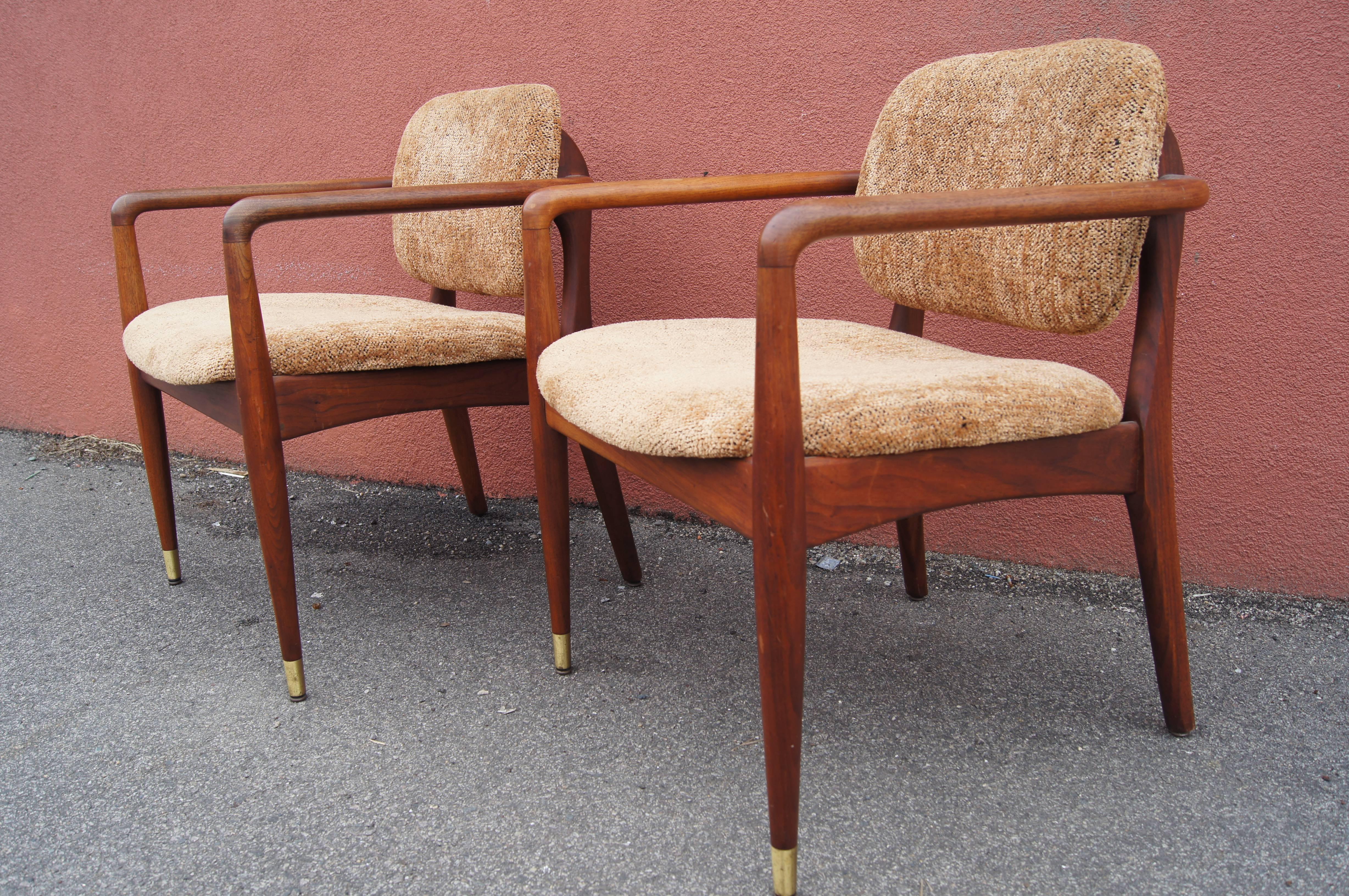 Mid-20th Century American Mid-Century Walnut Armchairs For Sale