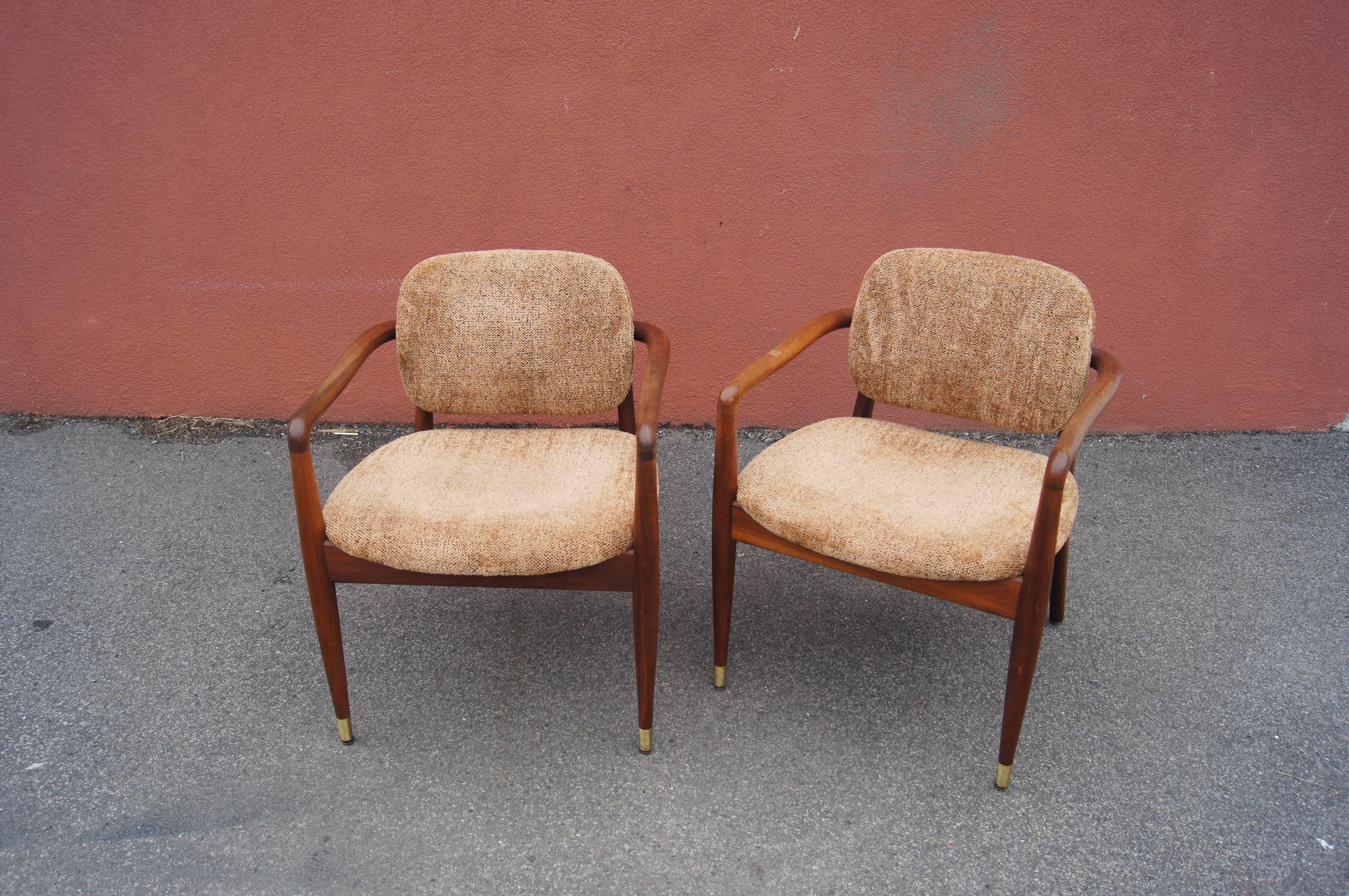 American Mid-Century Walnut Armchairs For Sale 1