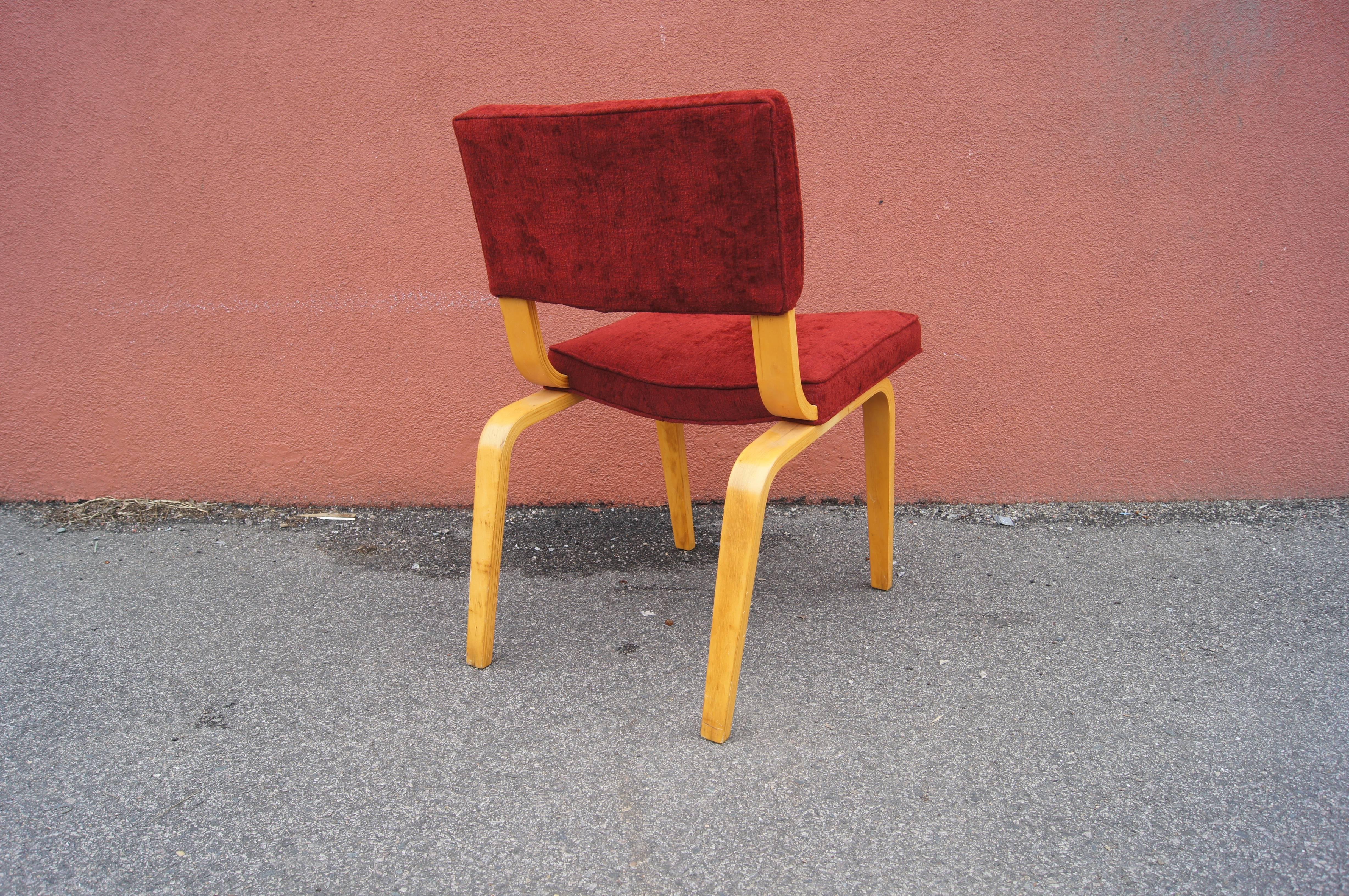 Mid-Century Modern Mid-Century Upholstered Bentwood Side Chair by Thonet