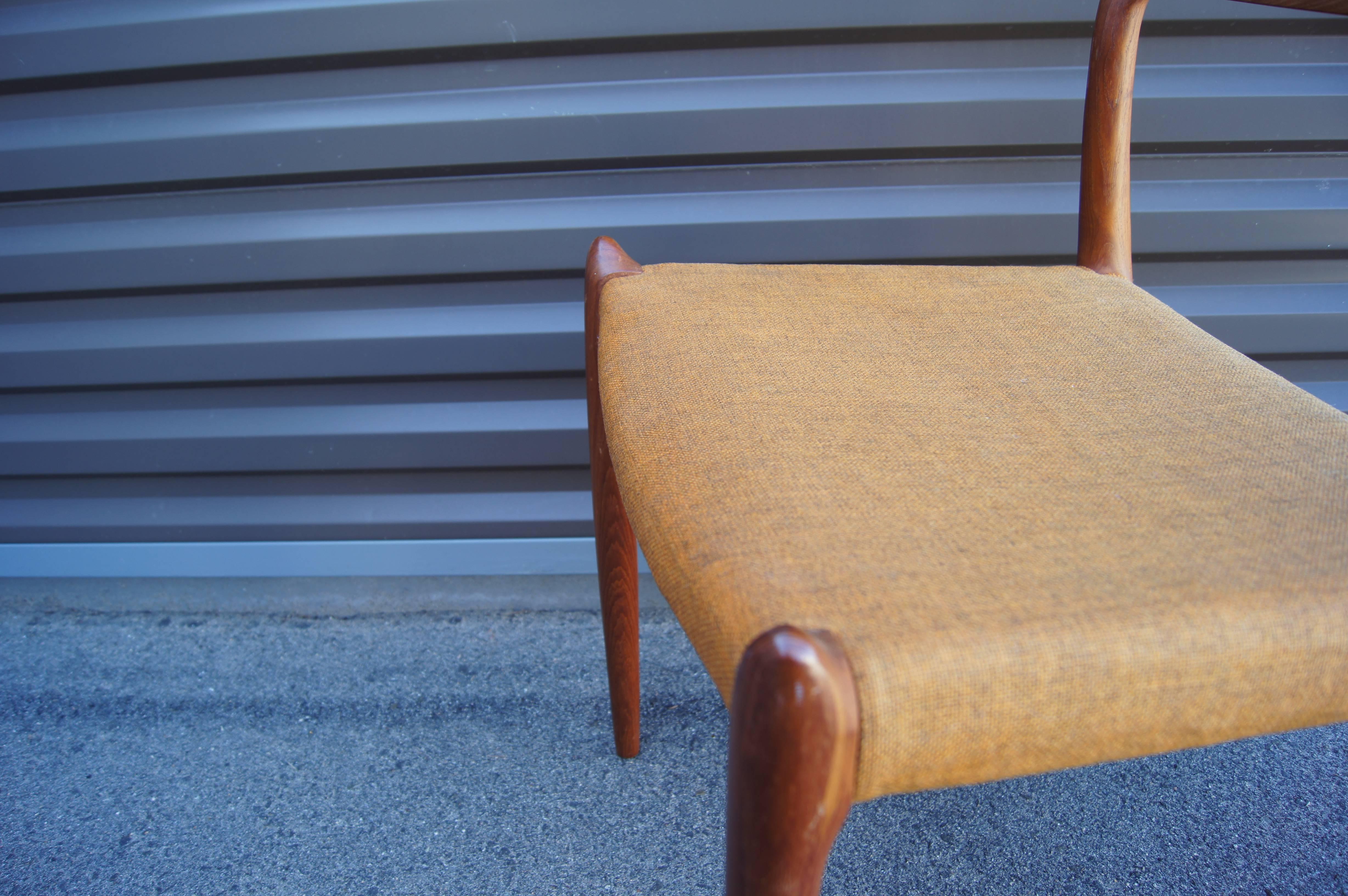 Upholstery Set of Six Teak Side Chairs, Model 78, by Neils Otto Møller for J.L. Møllers