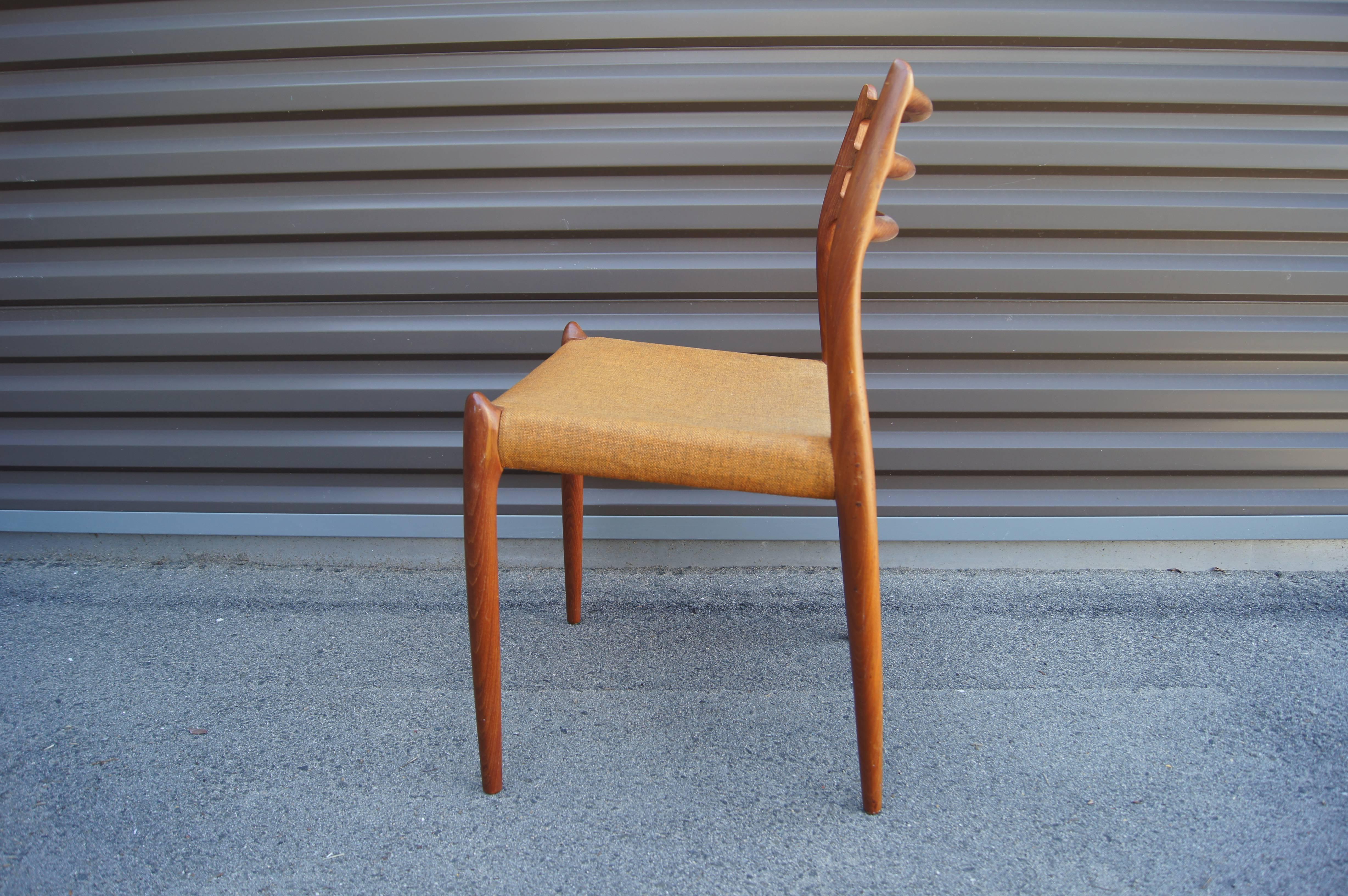 Danish Set of Six Teak Side Chairs, Model 78, by Neils Otto Møller for J.L. Møllers