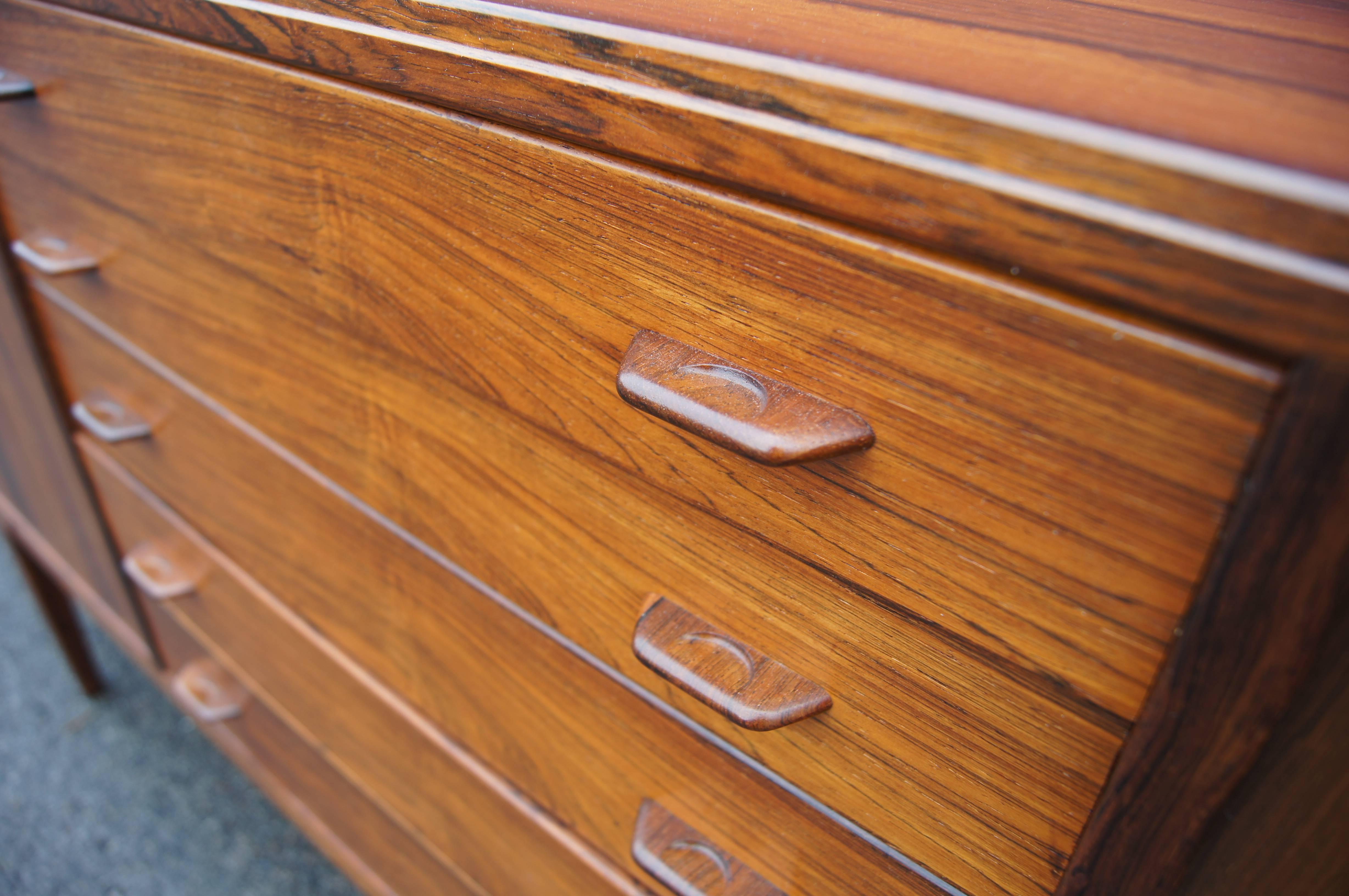 Rare Large Rosewood Sideboard by Henry Rosengren Hansen In Excellent Condition In Dorchester, MA