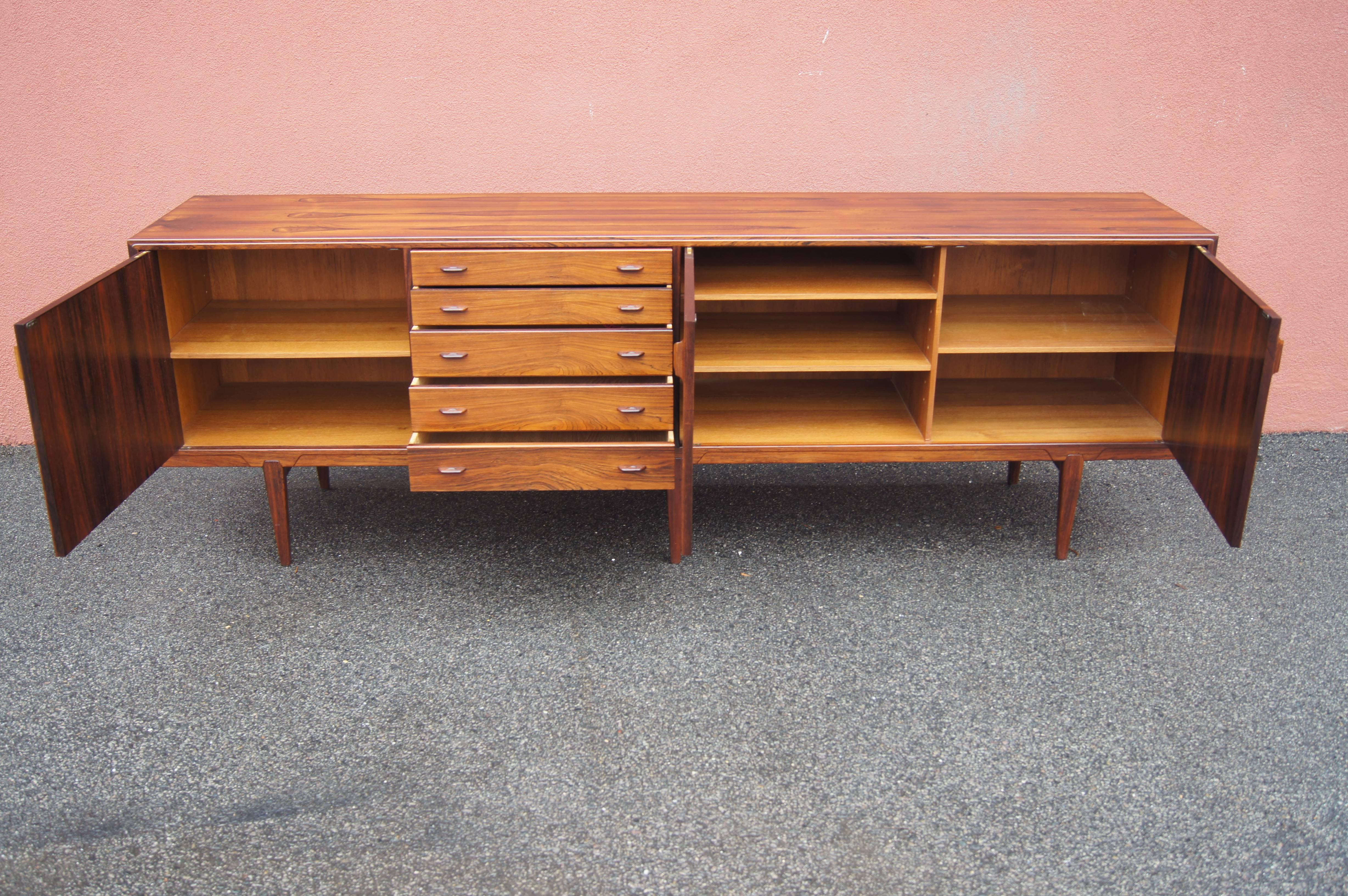 Scandinavian Modern Rare Large Rosewood Sideboard by Henry Rosengren Hansen